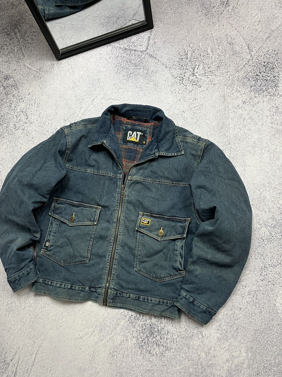Caterpillar Vintage 90’s Cat Active Plaid Work Jacket Denim Caterpillar Size US S / EU 44-46 / 1 - 4 Thumbnail