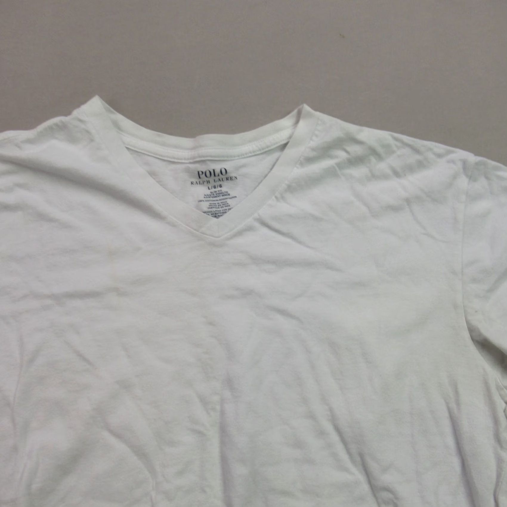 Polo Ralph Lauren Polo Ralph Lauren Shirt Mens Large Short Sleeve White Custom Slim Fit V Neck Size US L / EU 52-54 / 3 - 2 Thumbnail