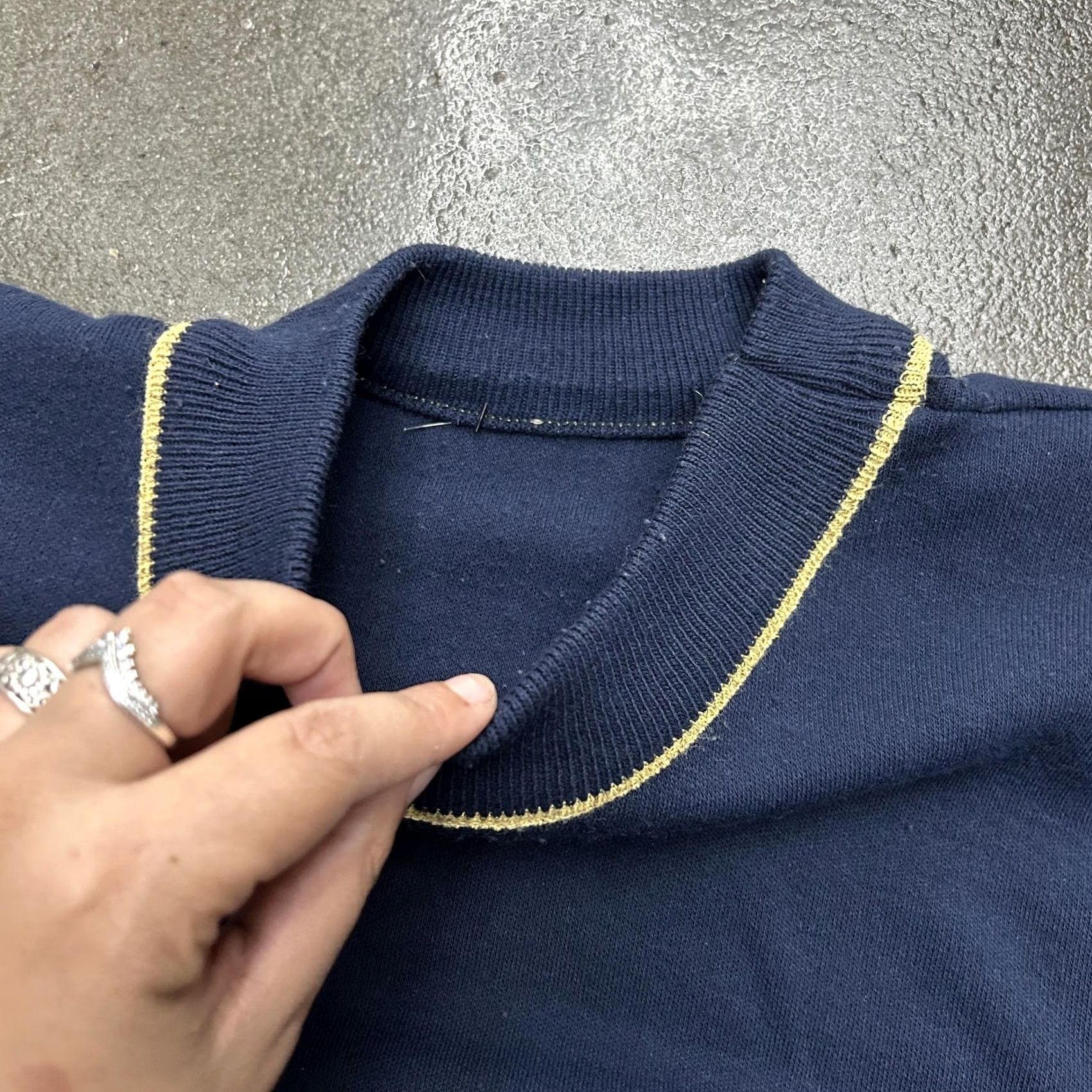 Vintage Navy Knit Pullover Womens Medium - Mock Neck Sweater Size S / US 4 / IT 40 - 3 Thumbnail