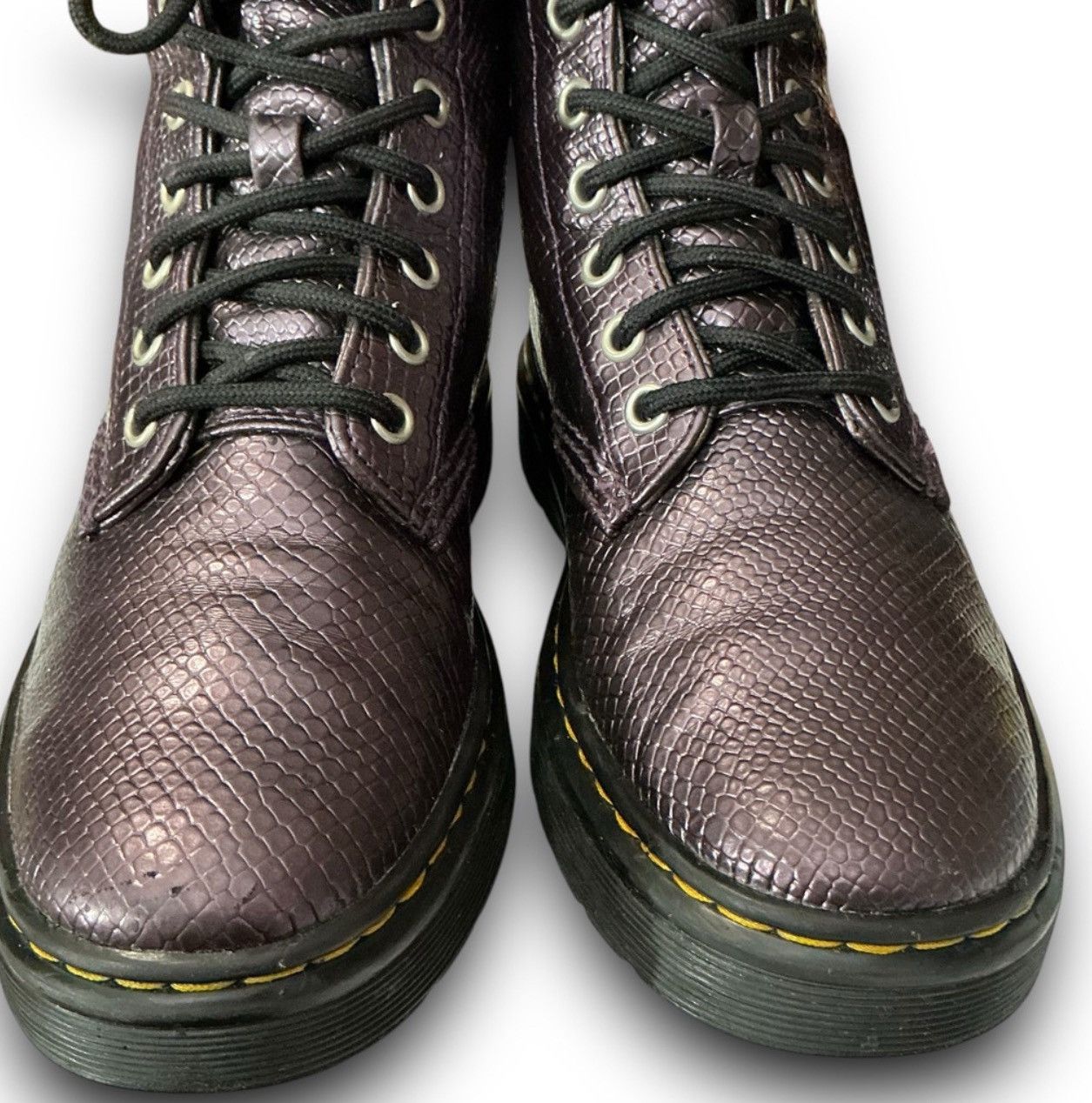 Dr. Martens Zavala Oxblood Metallic Reptile Snake Embossed Combat Boots Size US 6 / IT 36 - 5 Thumbnail