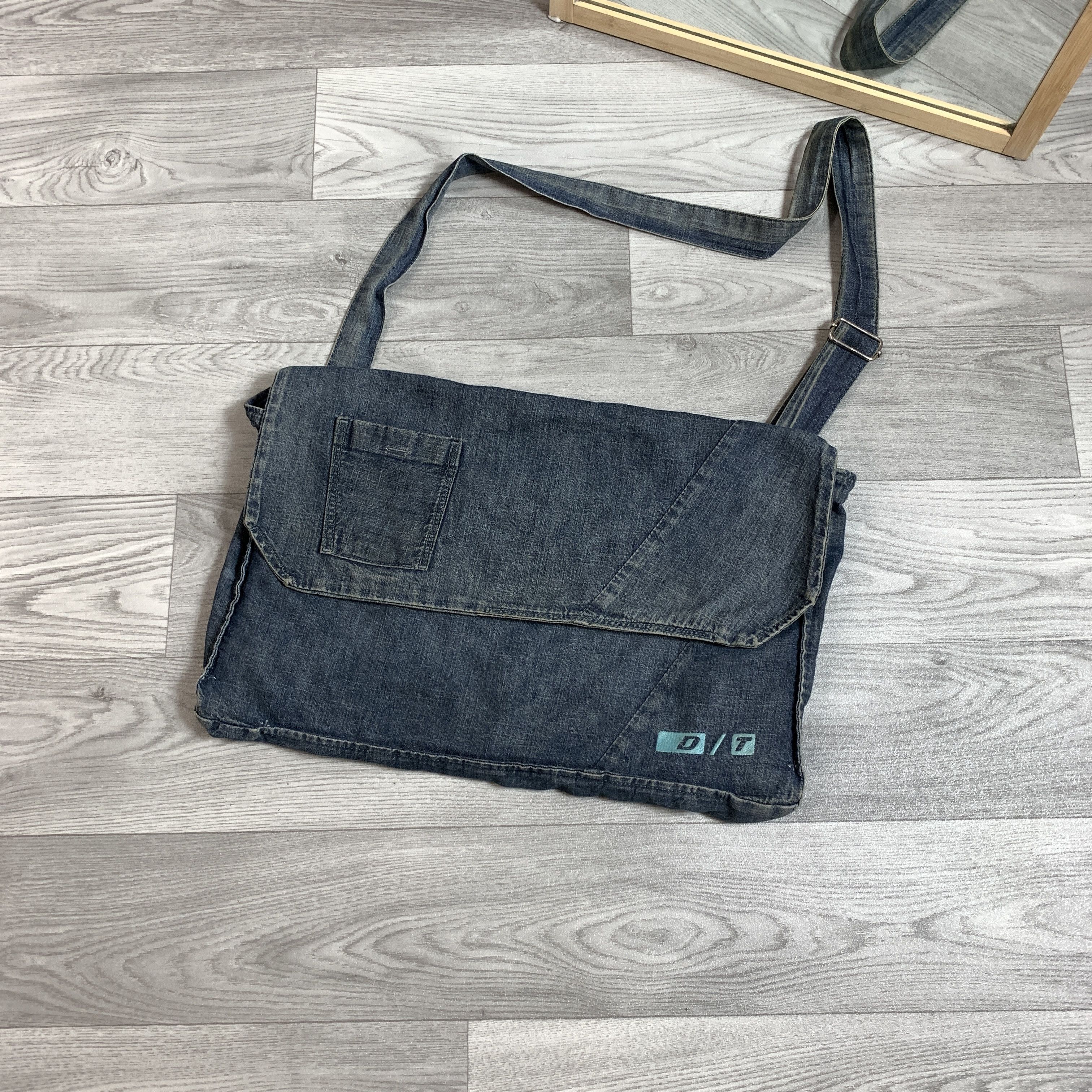 Diesel 90's Denim Blue Crossbody Messenger Jeans Bag, Men's