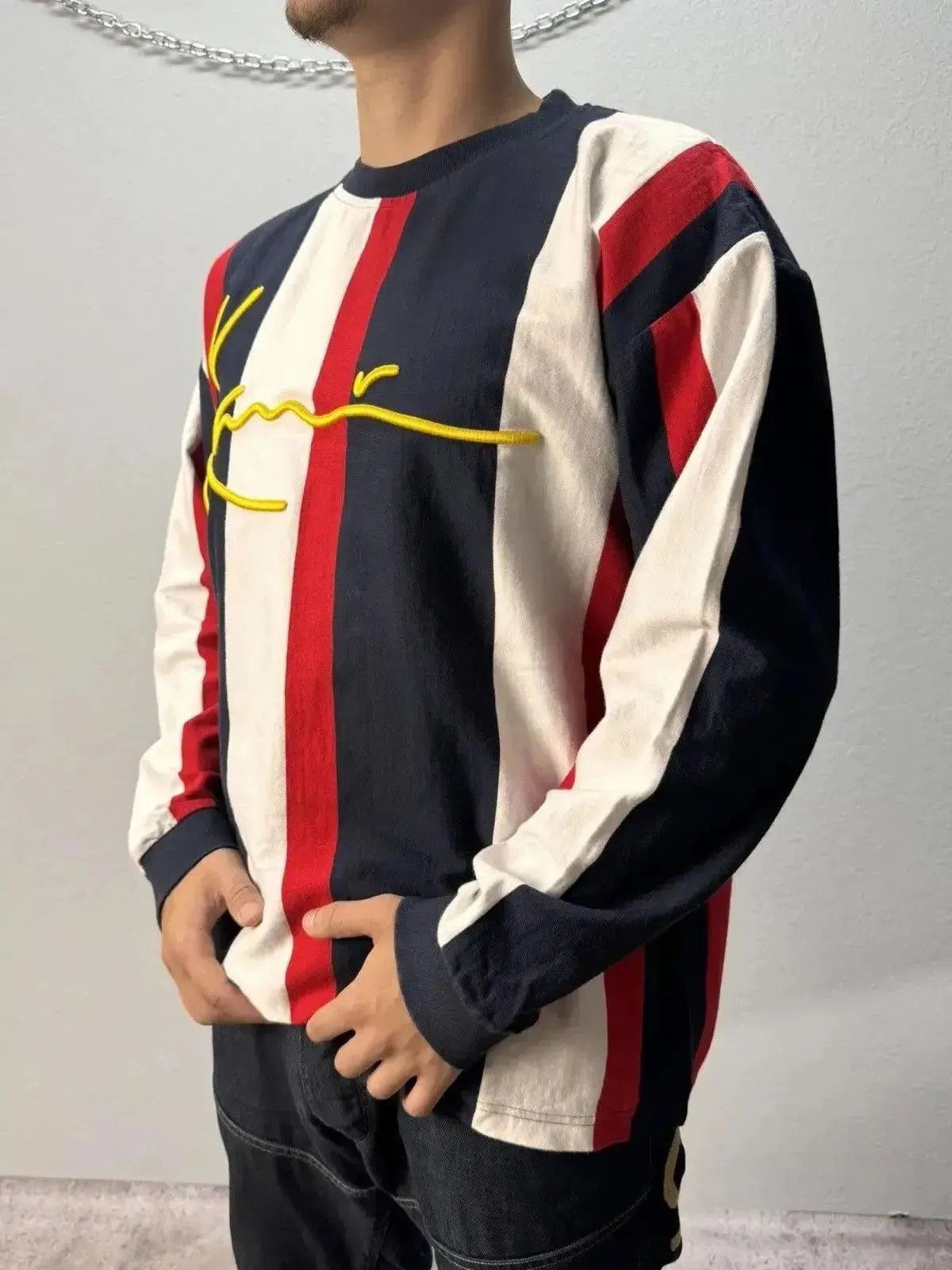 Karl Kani × Vintage Vintage Karl Kani rap denim long sleeve big logo y2k Size US L / EU 52-54 / 3 - 1 Thumbnail