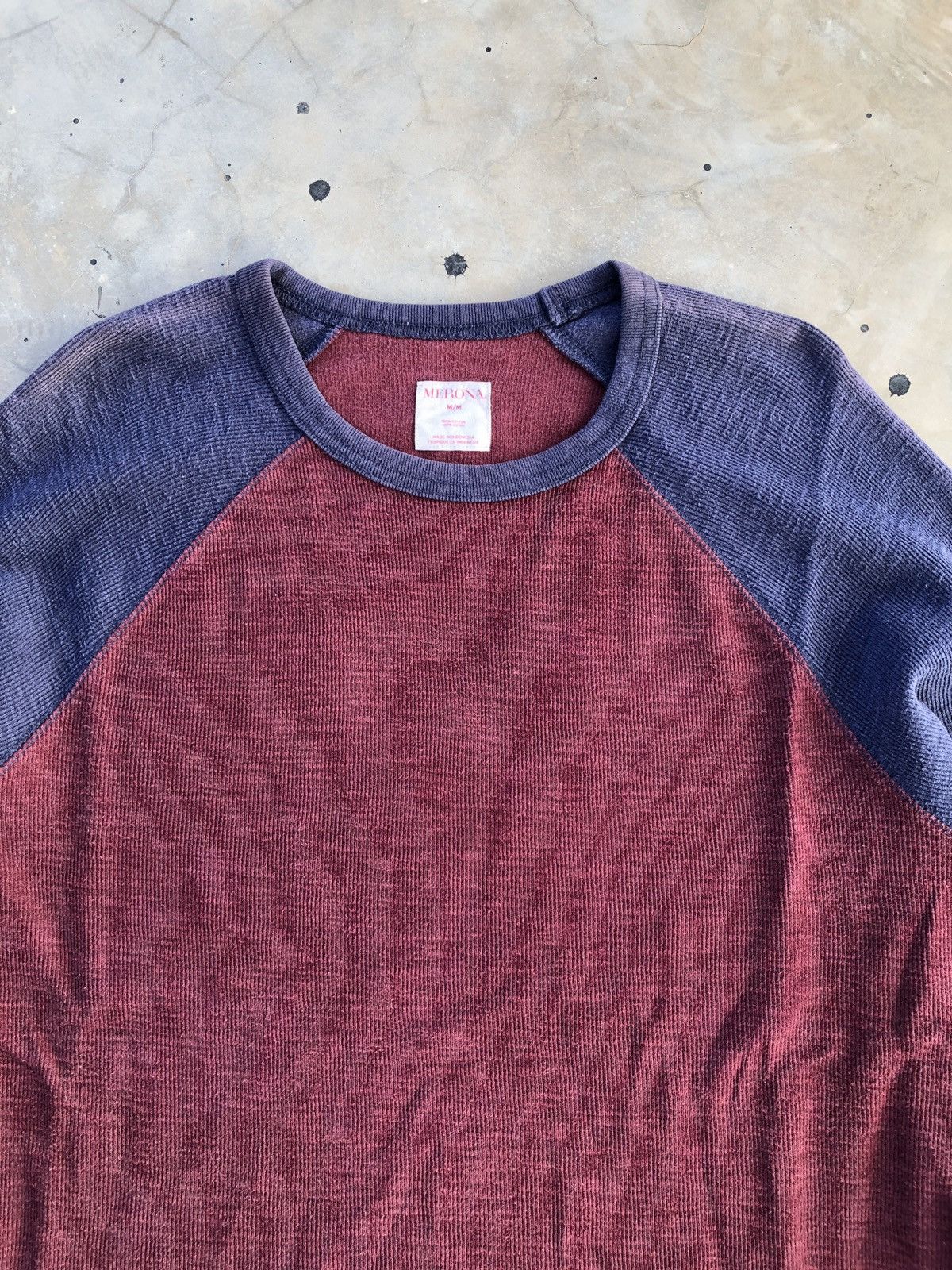 Merona Vintage Classic Merona Burgundy Navy Long Sleeve Raglan Tee Size US M / EU 48-50 / 2 - 2 Thumbnail
