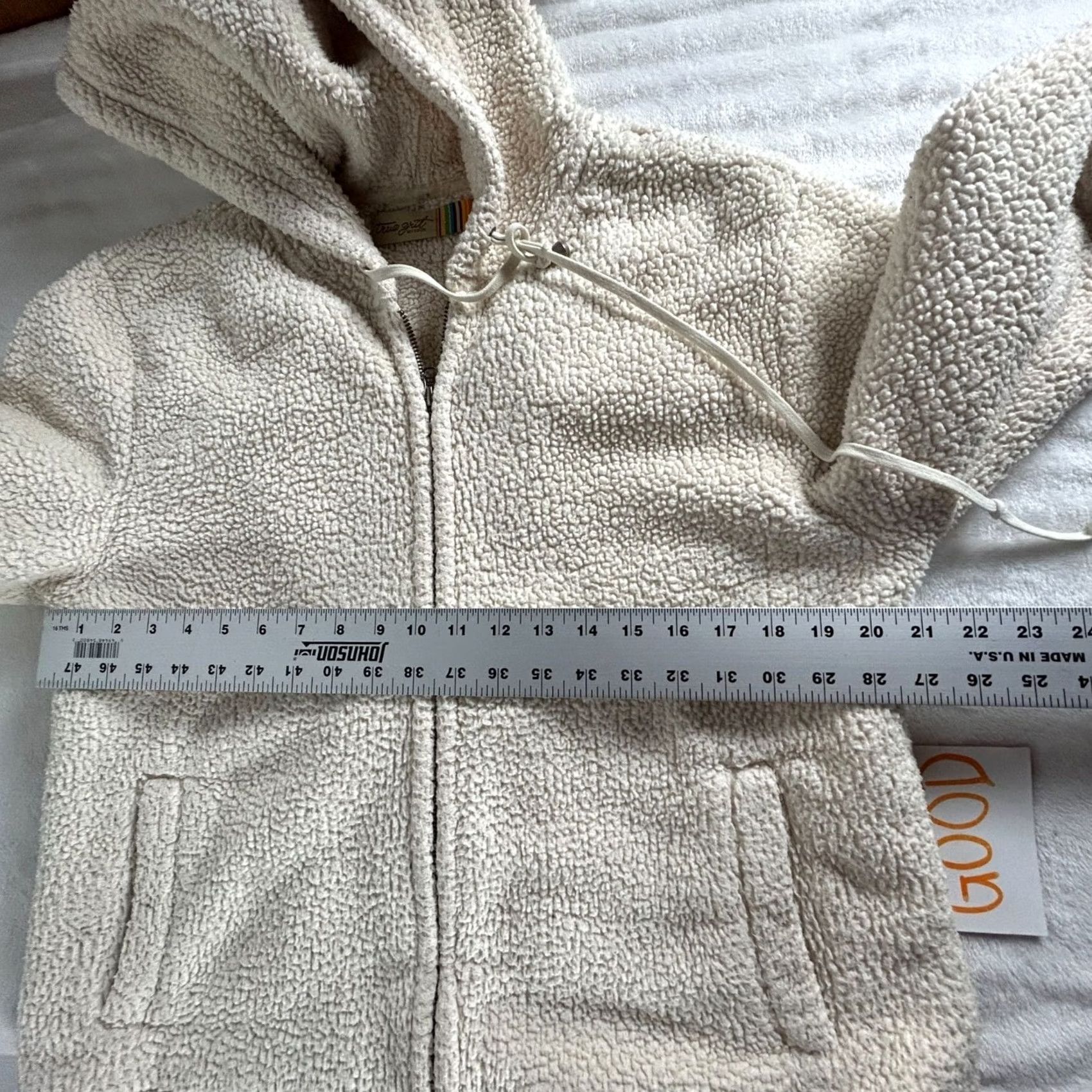 Vintage True Grit Womens Ivory Sherpa Fleece Zip-Up Hoodie Jacket XL Pockets Drawstring Jacket Womens XL Ivory Sherpa Fleece Zip-Up Pockets Drawstring Size XL / US 12-14 / IT 48-50 - 6 Thumbnail