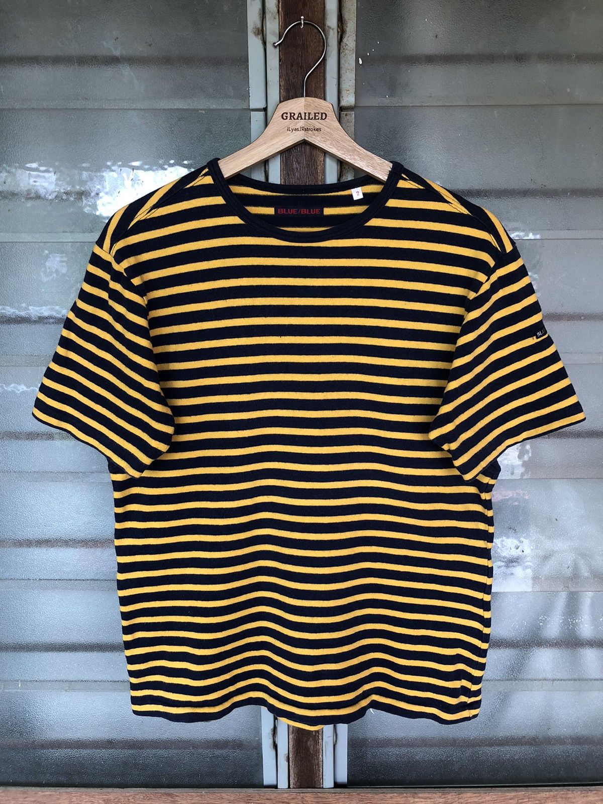 Blue Blue Japan Vintage Blue/Blue Japan Stripe Blue Yellow Shirt Tee Size US S / EU 44-46 / 1 - 1 Thumbnail
