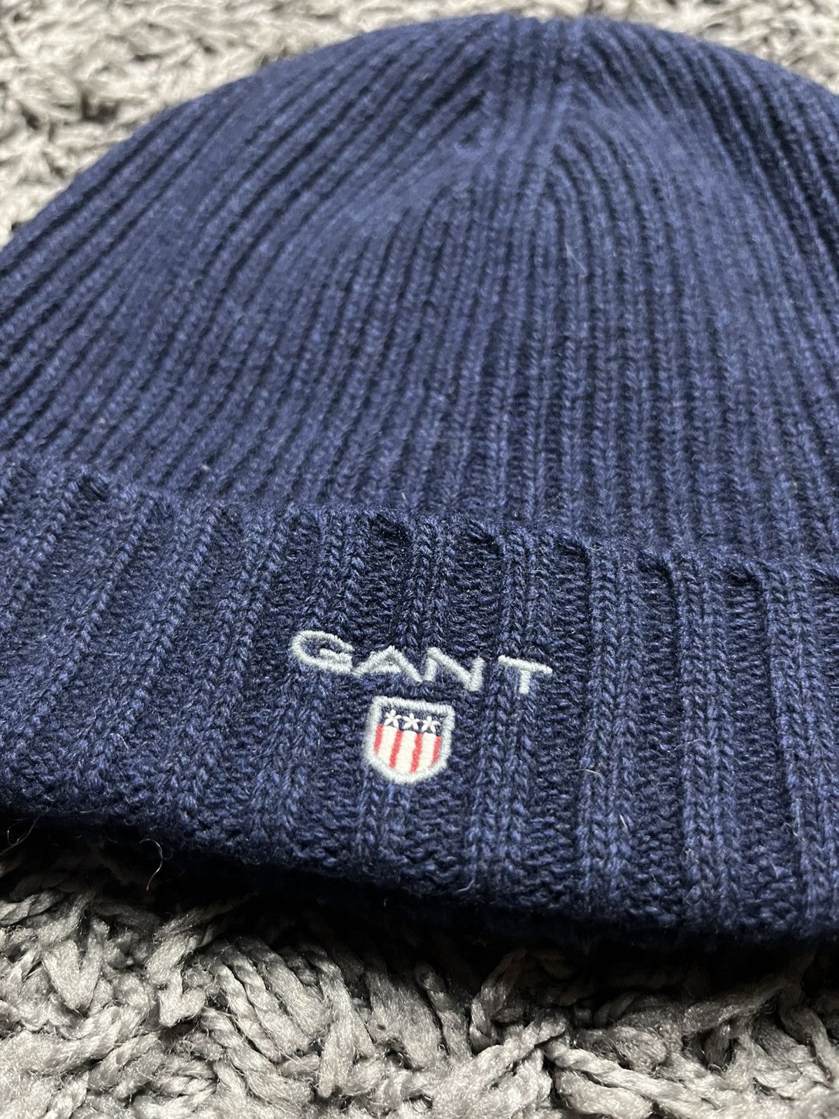 Gant GANT Embroidered Shield Beanie - Dark Blue Wool 80% Size ONE SIZE - 2 Thumbnail