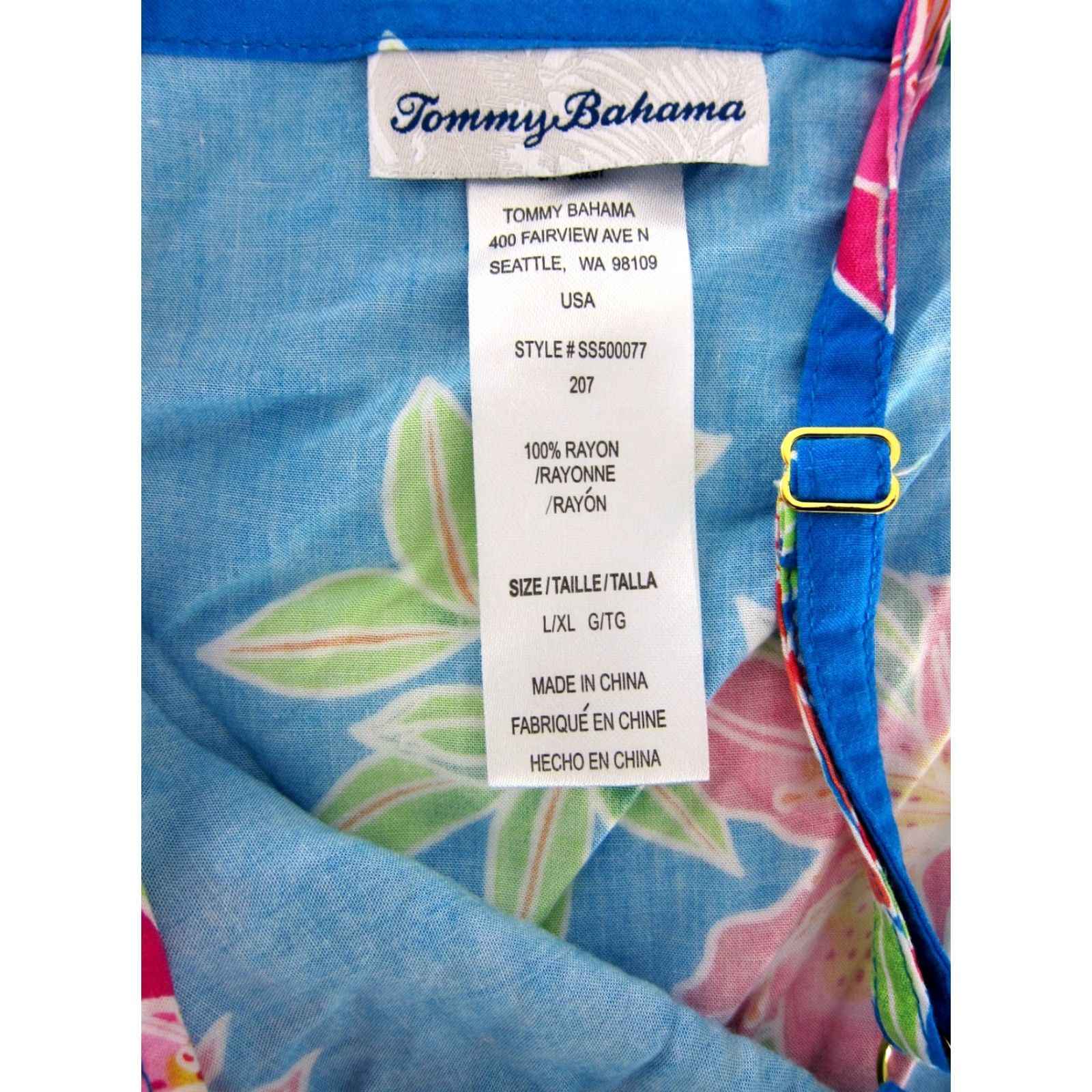 Tommy Bahama Tommy Bahama Romper Women's L-XL Floral Hawaiian Tropical Rayon Sleeveless V-Neck Pullover Blue Green Pink Asymmetrical 100% Rayon Size 36" / US 14 / IT 50 - 3 Thumbnail