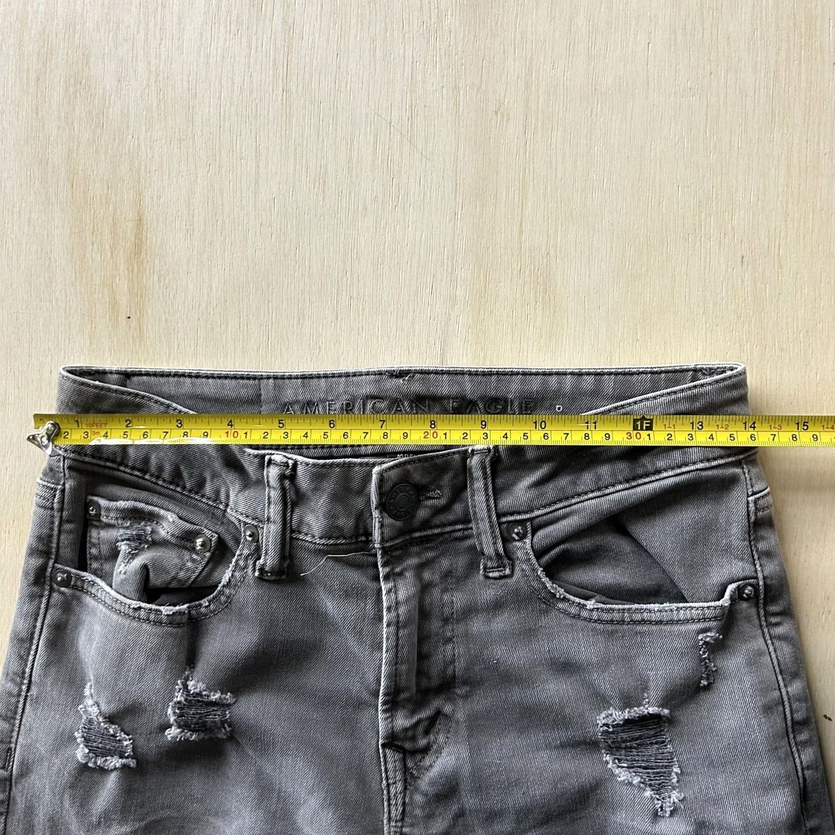 American Eagle Outfitters VINTAGE? No. American Eagle Airflex+ Jeans Mens 28x32 Gray Denim Slim Skinny Distressed Size US 28 / EU 44 - 5 Thumbnail