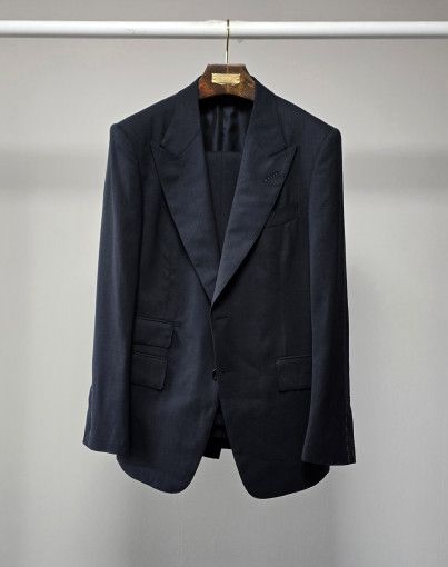 Tom Ford o1sm1stk0824 Shelton Solid Canvas Two Piece Suit Dark Navy Size US M / EU 48-50 / 2 - 1 Thumbnail