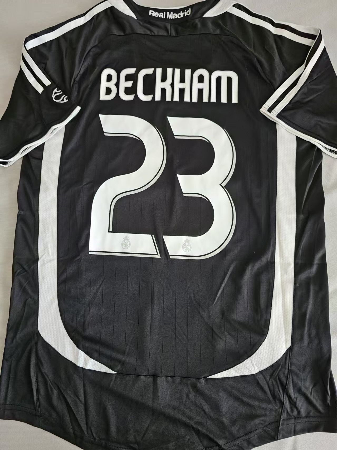 Adidas Real Madrid Away #23 online BECKHAM Long Sleeve Black Soccer Jersey