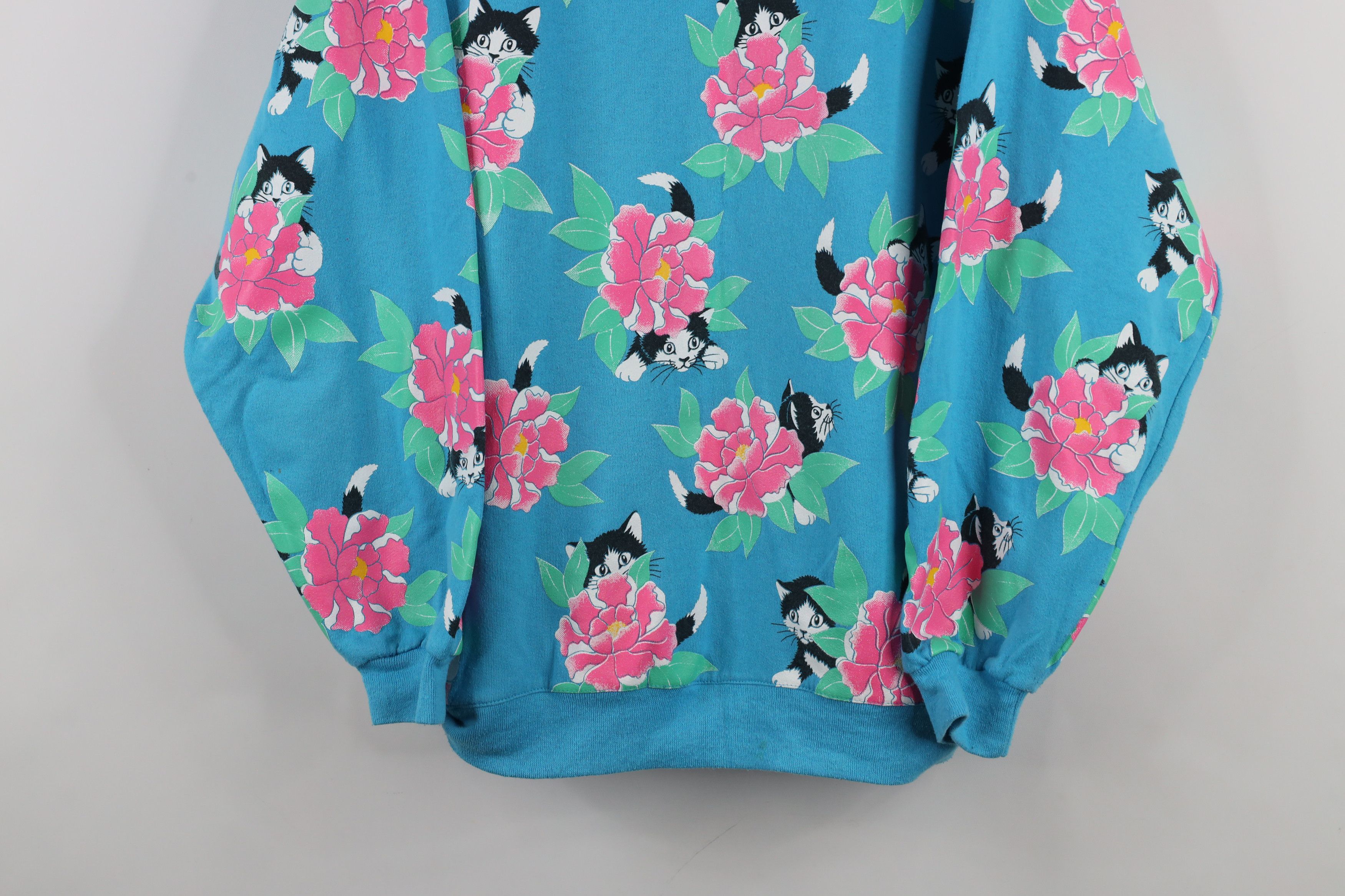 Vintage Vintage 90s Streetwear Cat Kitten All Over Print Sweatshirt Size XL / US 12-14 / IT 48-50 - 3 Thumbnail