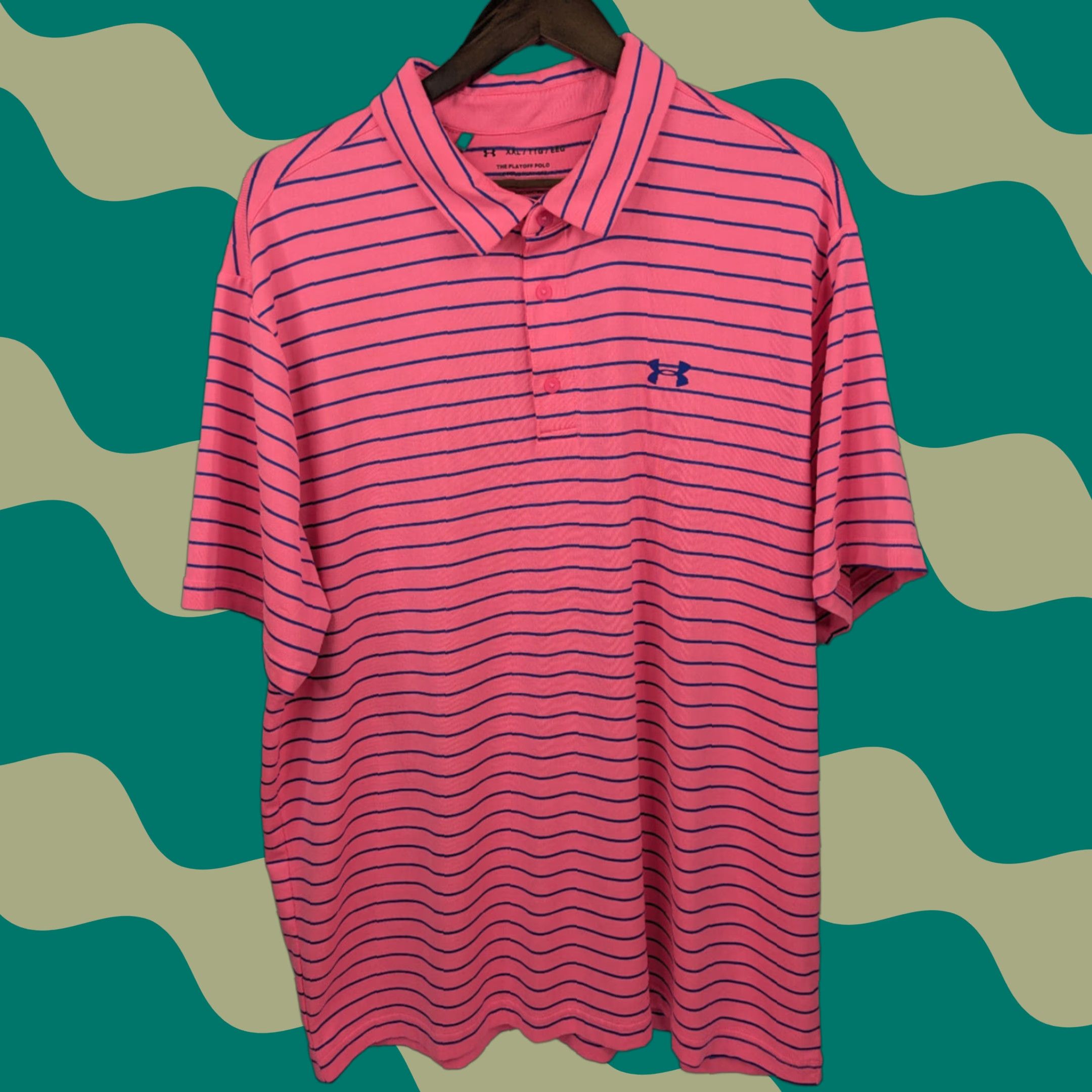 Under Armour Under Armour The Playoff Polo Short Sleeve Pink Striped Men’s 2XL 1351130 Size US XXL / EU 58 / 5 - 1 Thumbnail