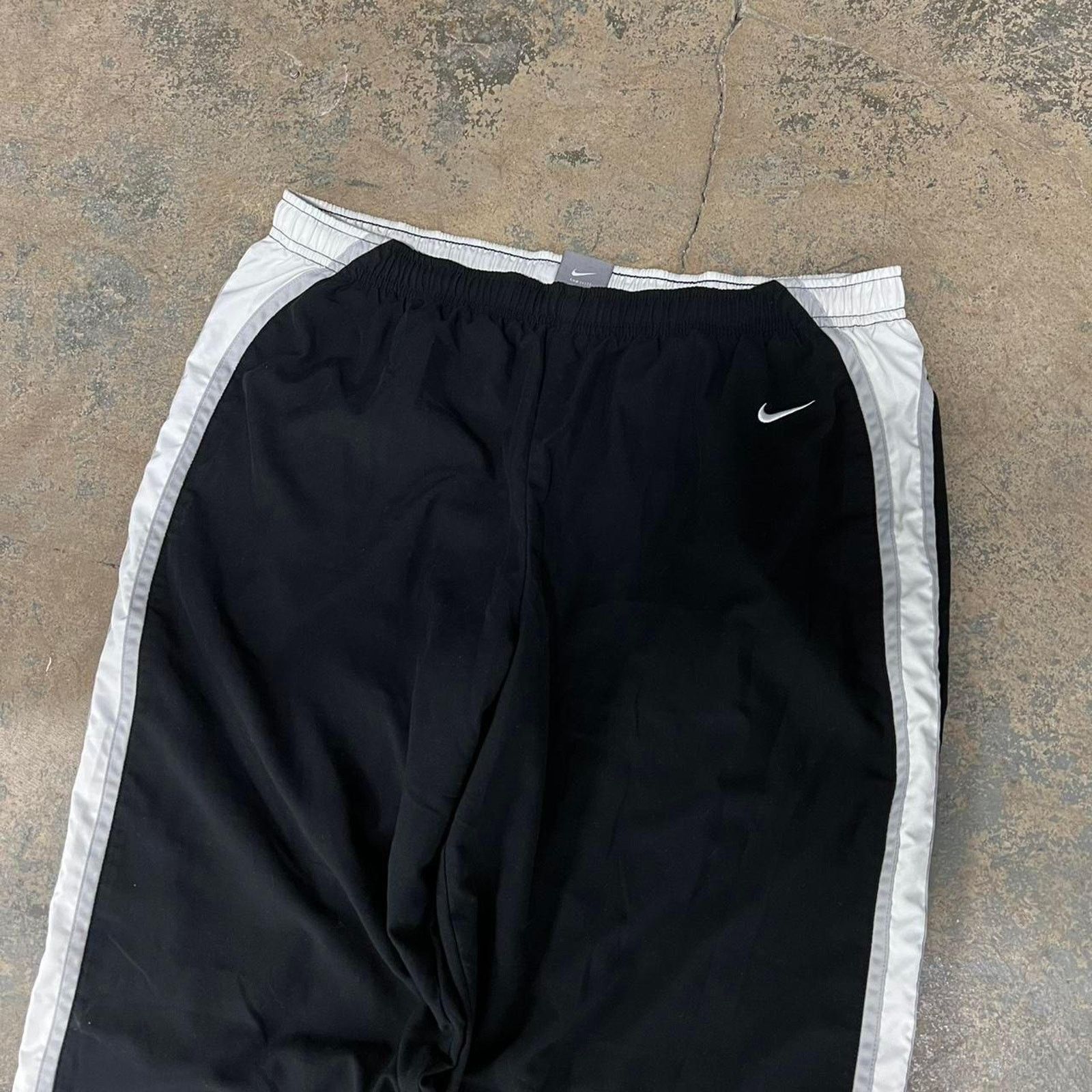 Nike Black Nike Track Pants white stripe large baggy y2k wide leg Size 34 - 2 Thumbnail