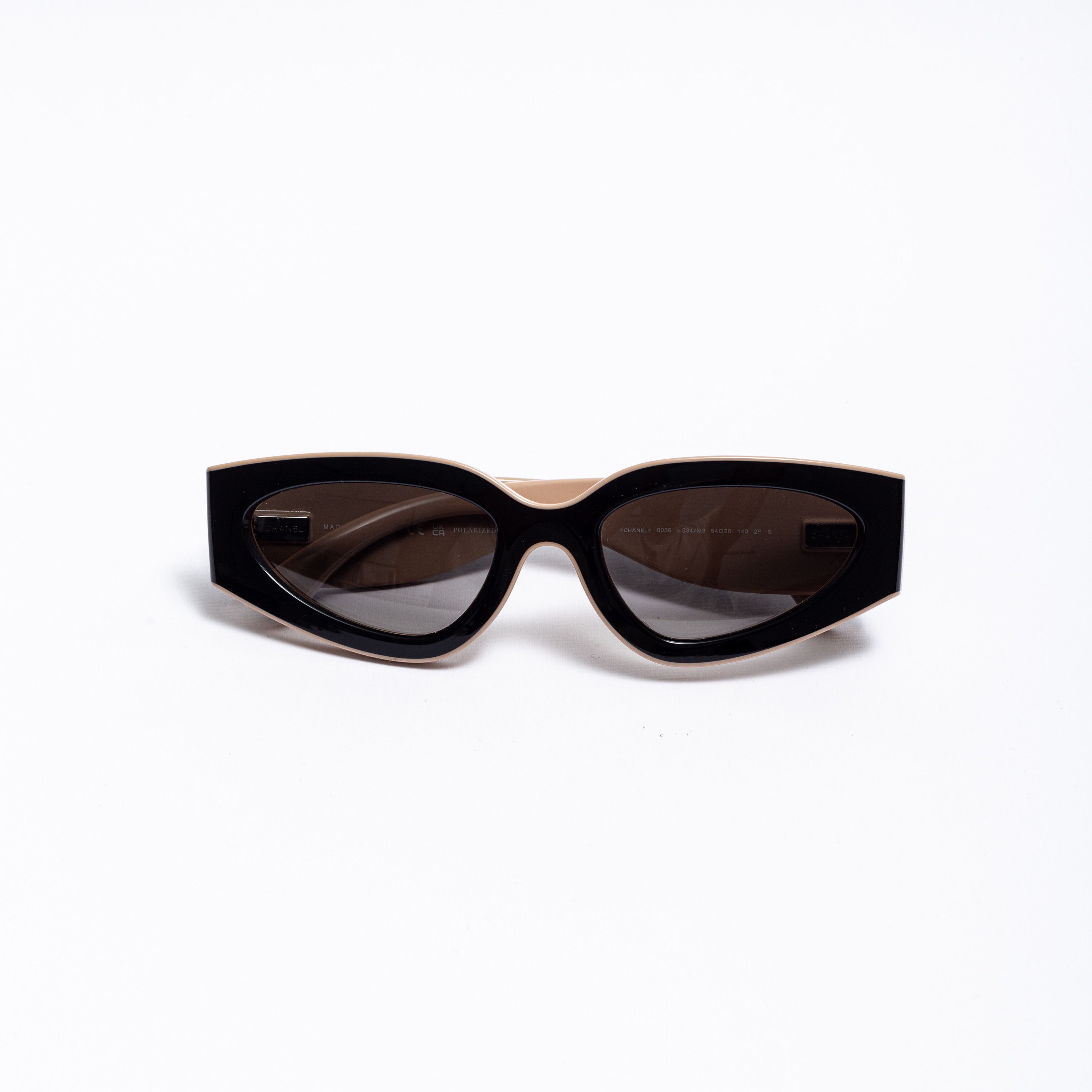 Chanel CHANEL 0CH6056 C534M3 Sunglasses BEIGE/BLACK Size ONE SIZE - 4 Thumbnail