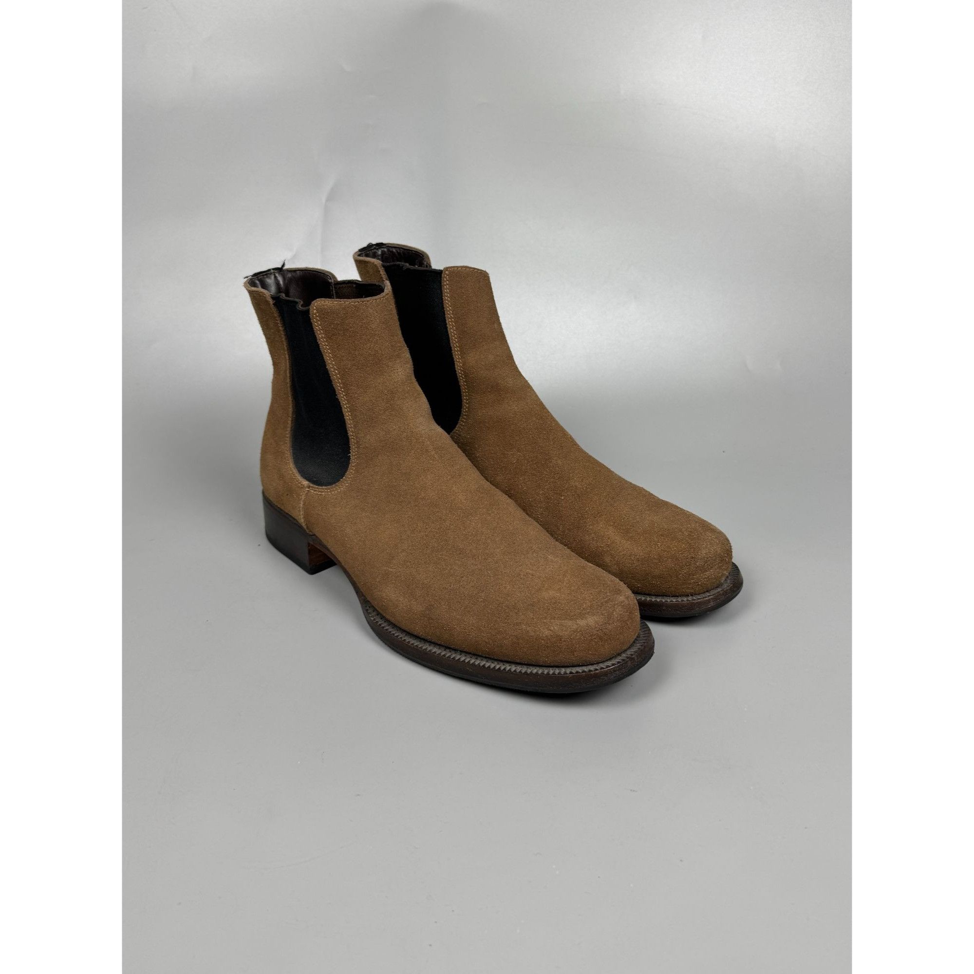 Prada Prada Vintage Khaki Suede Chelsea Boots (Y1169) Size US 9 / EU 42 - 2 Thumbnail