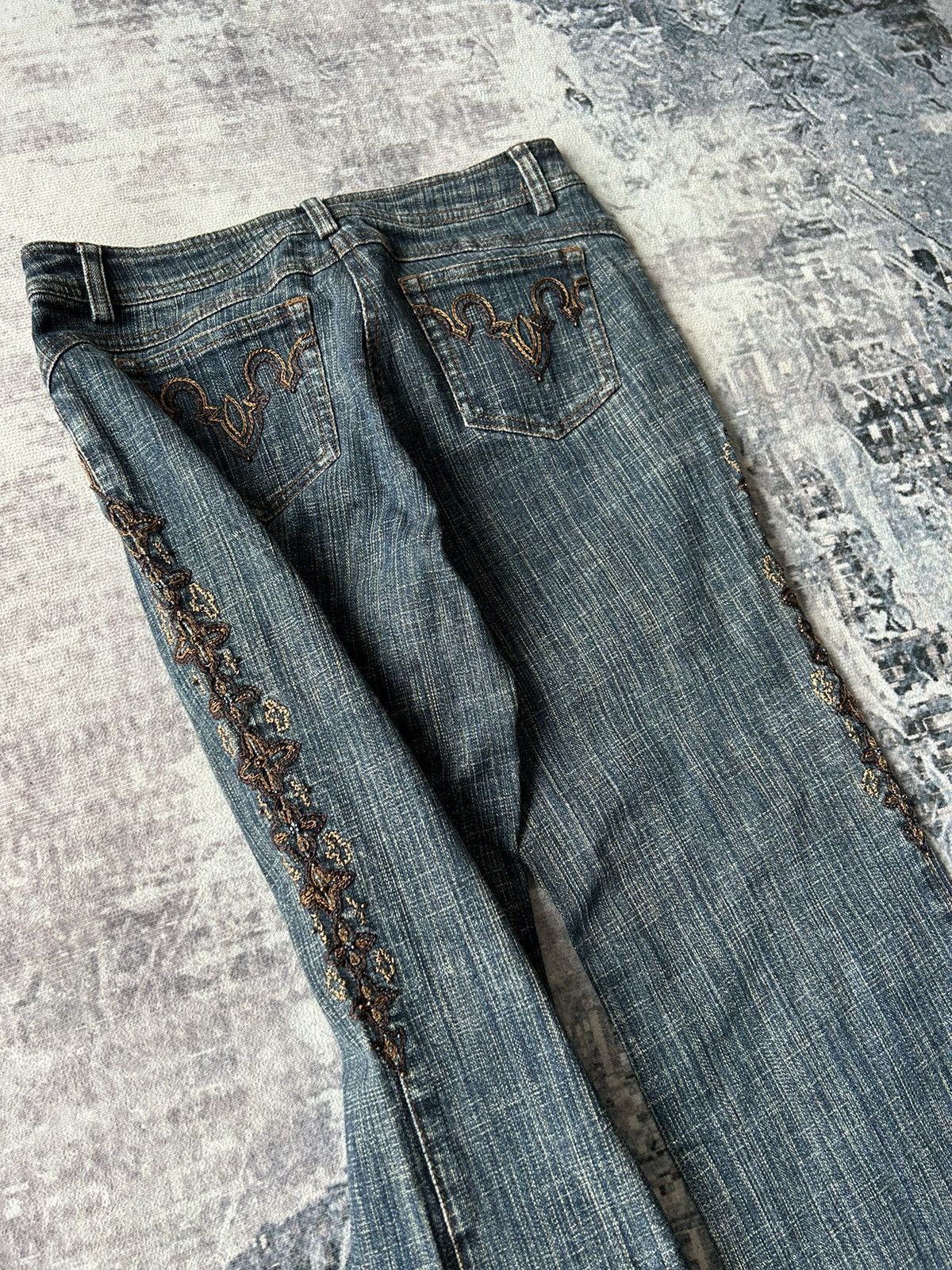 If Six Was Nine Flower Embroidery Flared Jeans Size US 28 / EU 44 - 4 Thumbnail