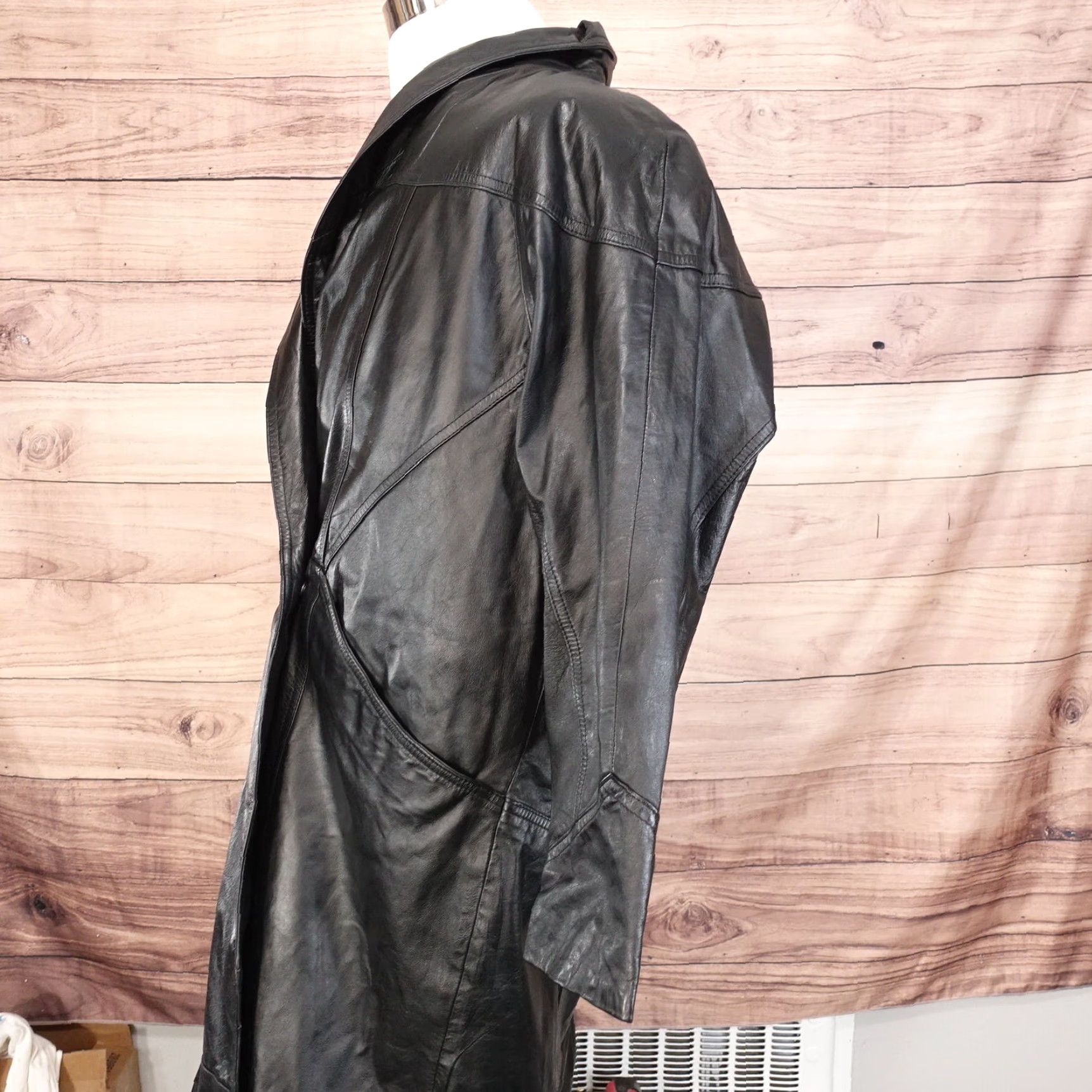 Vintage VINTAGE Wilsons Leather Women Coat Trench Size S Small Black 24.5" Pit-to-Pit 48" Length Mens Womens Girls Boys? Size S / US 4 / IT 40 - 3 Thumbnail