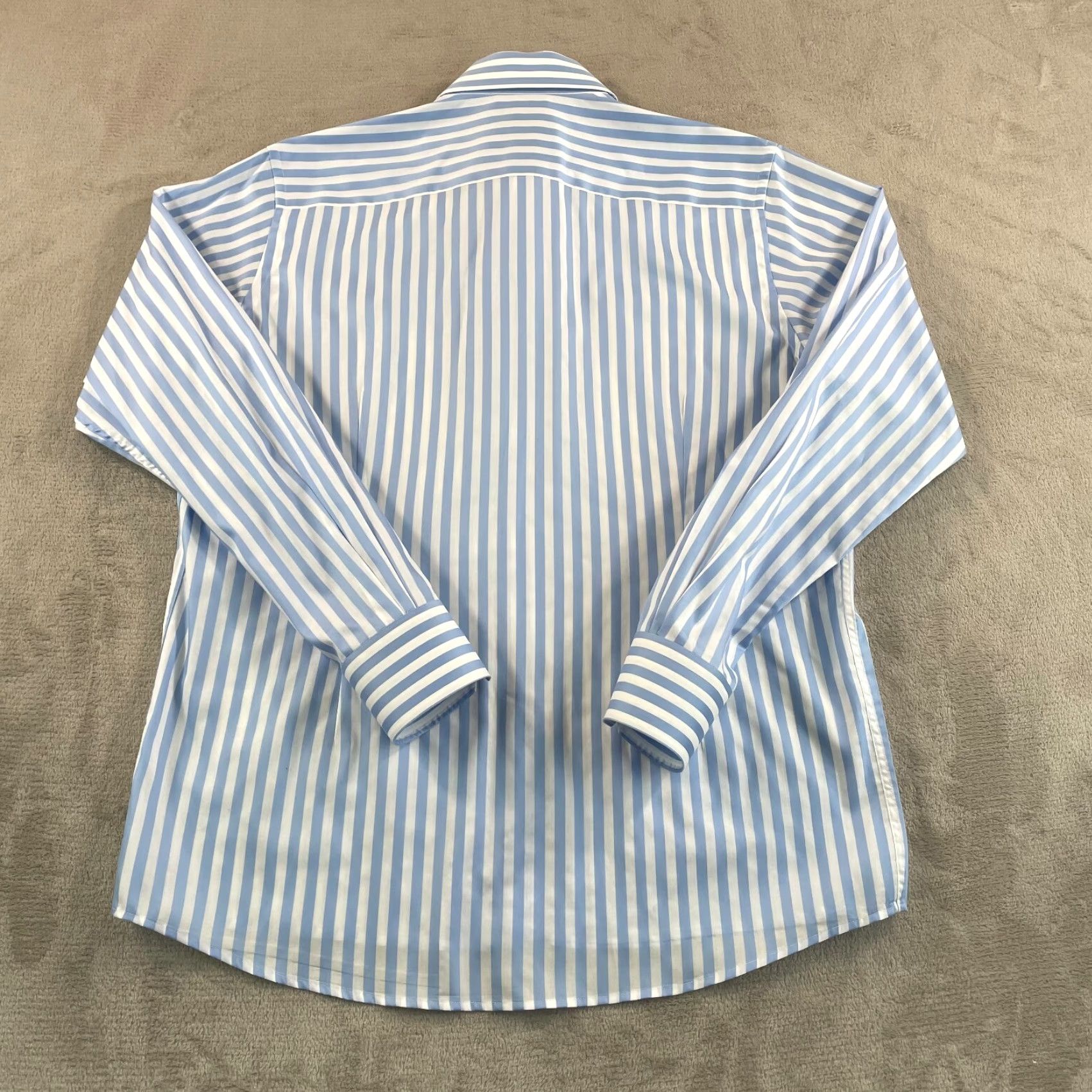 Eton ETON Dress Shirt Men 44 17.5 Blue White Striped Wrinkle Free Long Sleeve CEO Shirt Size 48R - 5 Thumbnail