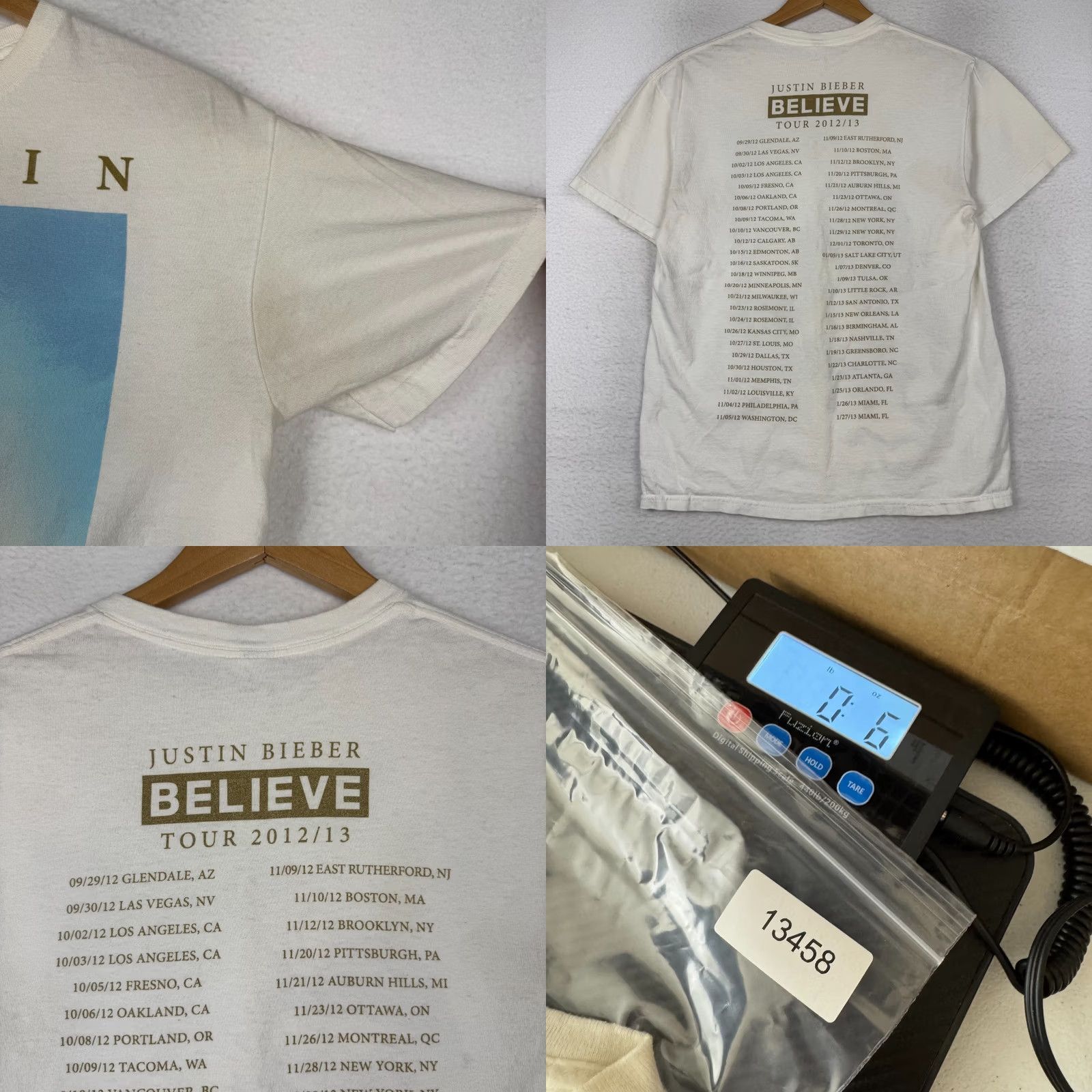 Vintage Justin Bieber Believe Tour 2012/2013 Concert White Graphic T Shirt Band Shirt Mens M White Band Music Short Sleeve Crew Neck Regular Fit Size US M / EU 48-50 / 2 - 8 Thumbnail