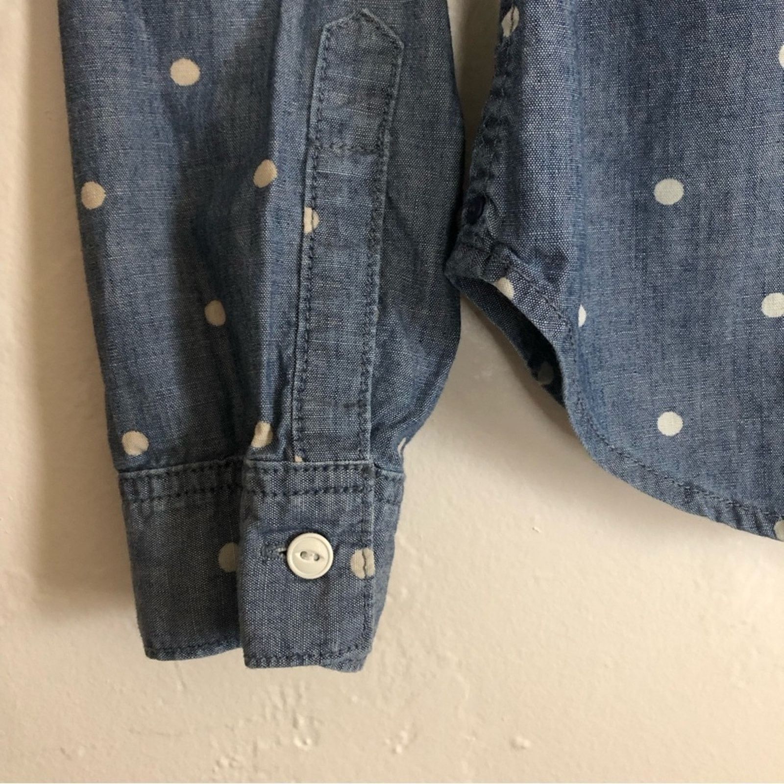 Gap Gap 1969 Cotton Blue Denim White Polka Dots Button Shirt Top Size S / US 4 / IT 40 - 7 Thumbnail