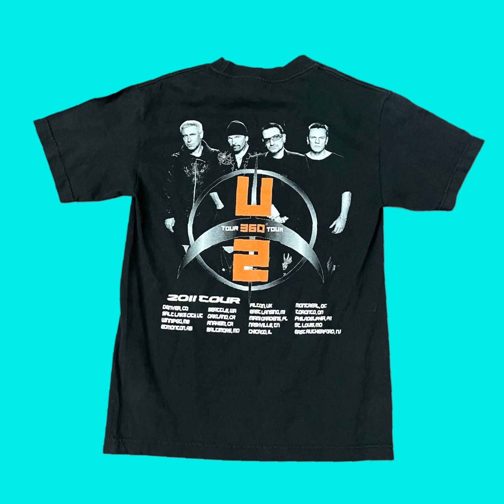 Vintage VINTAGE U2 360 Tour T-Shirt Mens S Black Short Sleeve Music 2009 Band Rock Bono (Adult Small) Size US S / EU 44-46 / 1 - 1 Thumbnail