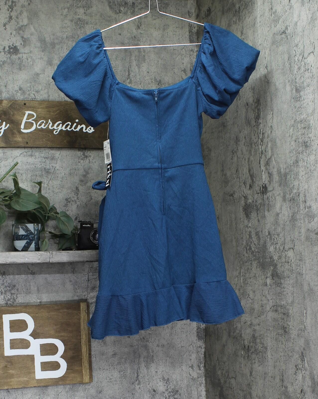 Other Trixxi Fit Flare Faux Wrap Mini Dress Dark Teal Blue S Size S / US 4 / IT 40 - 2 Thumbnail