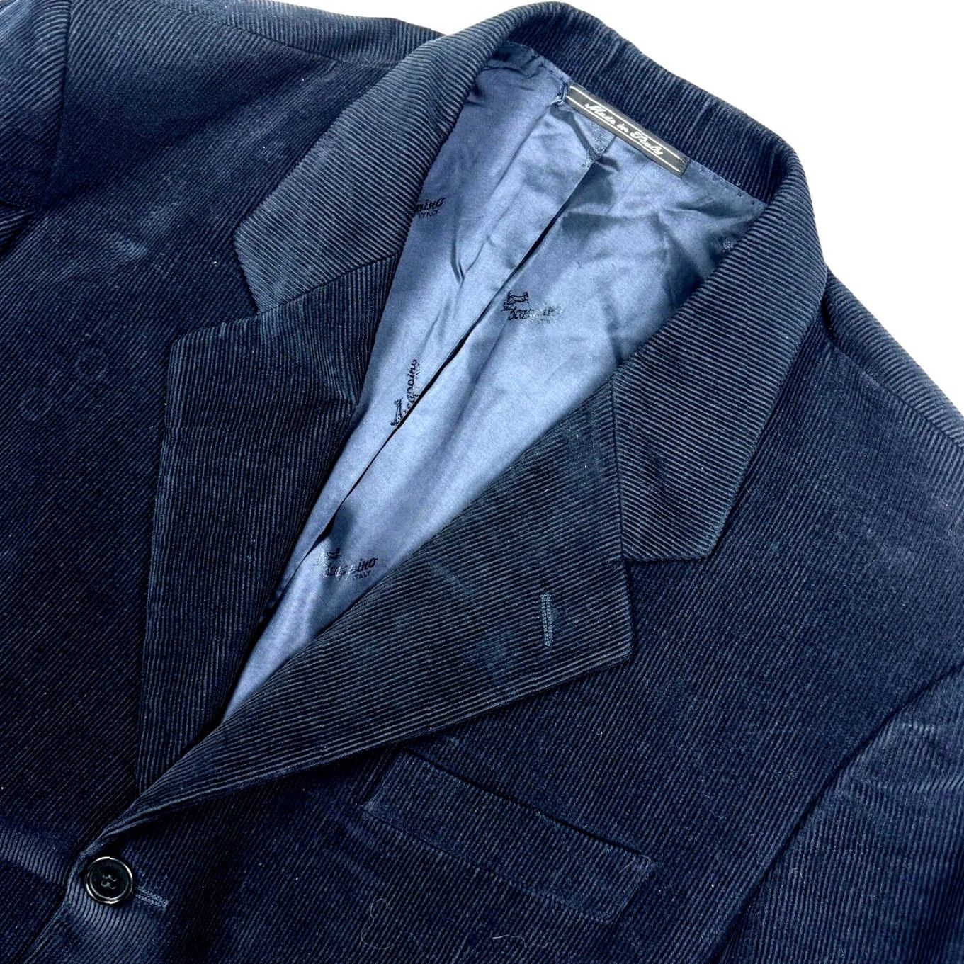 Vintage Scappino Blazer Blue 3-Button Corduroy 100% Cotton 42R Men Jacket Coat Vintage No Size 42R - 2 Thumbnail