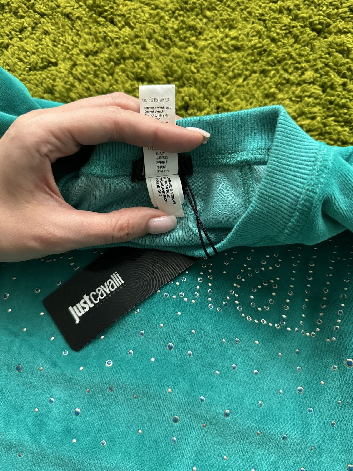 Designer × Just Cavalli × Roberto Cavalli Just Cavalli NWT rhinestone logo velour sweatshirt Size M / US 6-8 / IT 42-44 - 7 Thumbnail