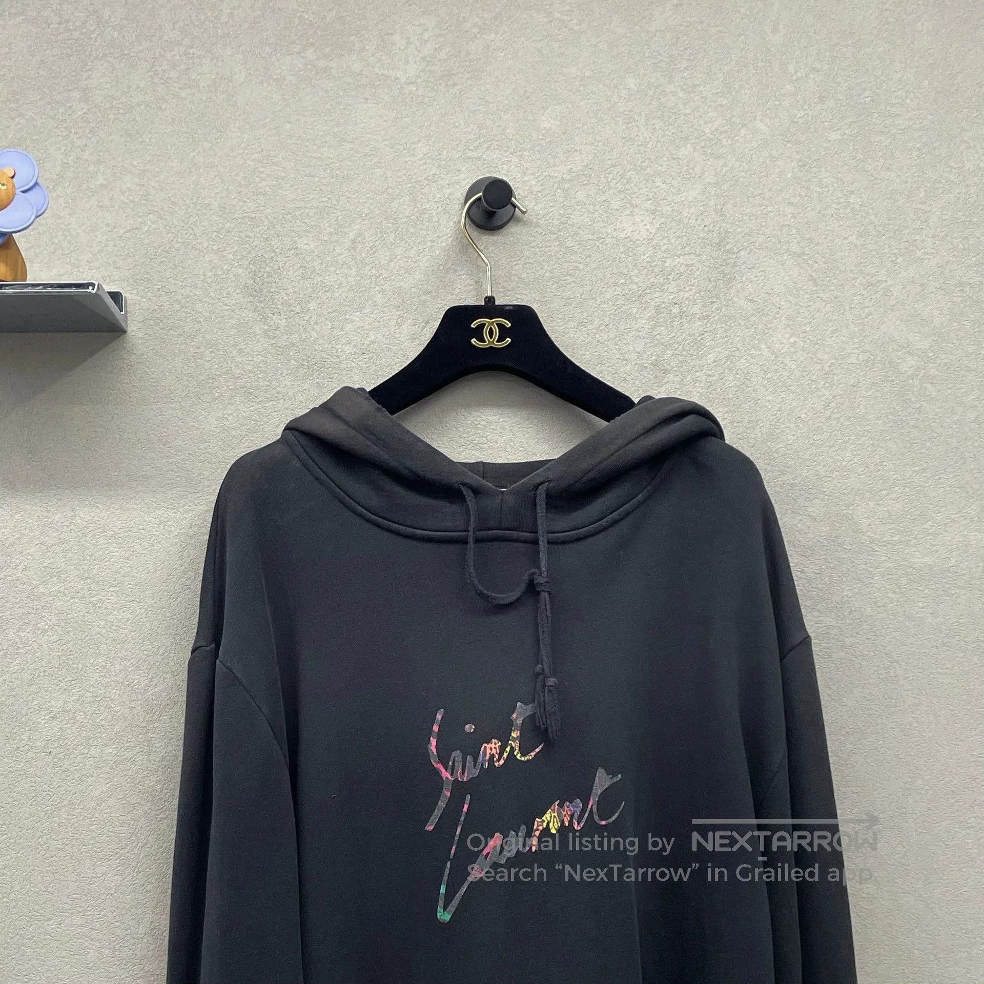 Saint Laurent Paris black hoodie with rainbow logo design. Size US L / EU 52-54 / 3 - 4 Thumbnail