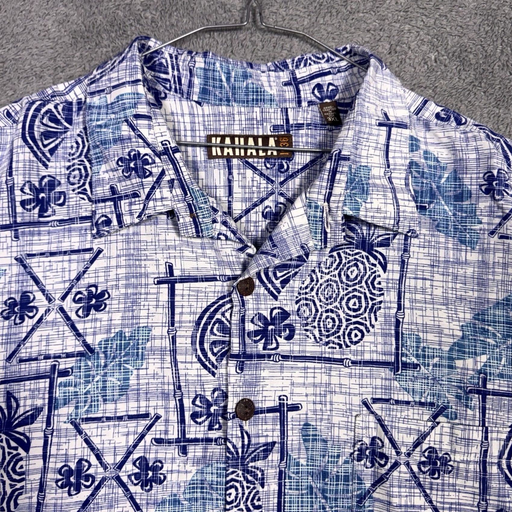 Vintage Kahala Shirt Mens 3XL Floral Hawaiian Pineapple Swinger Geometric USA Linen Shirt Size US XXL / EU 58 / 5 - 2 Thumbnail