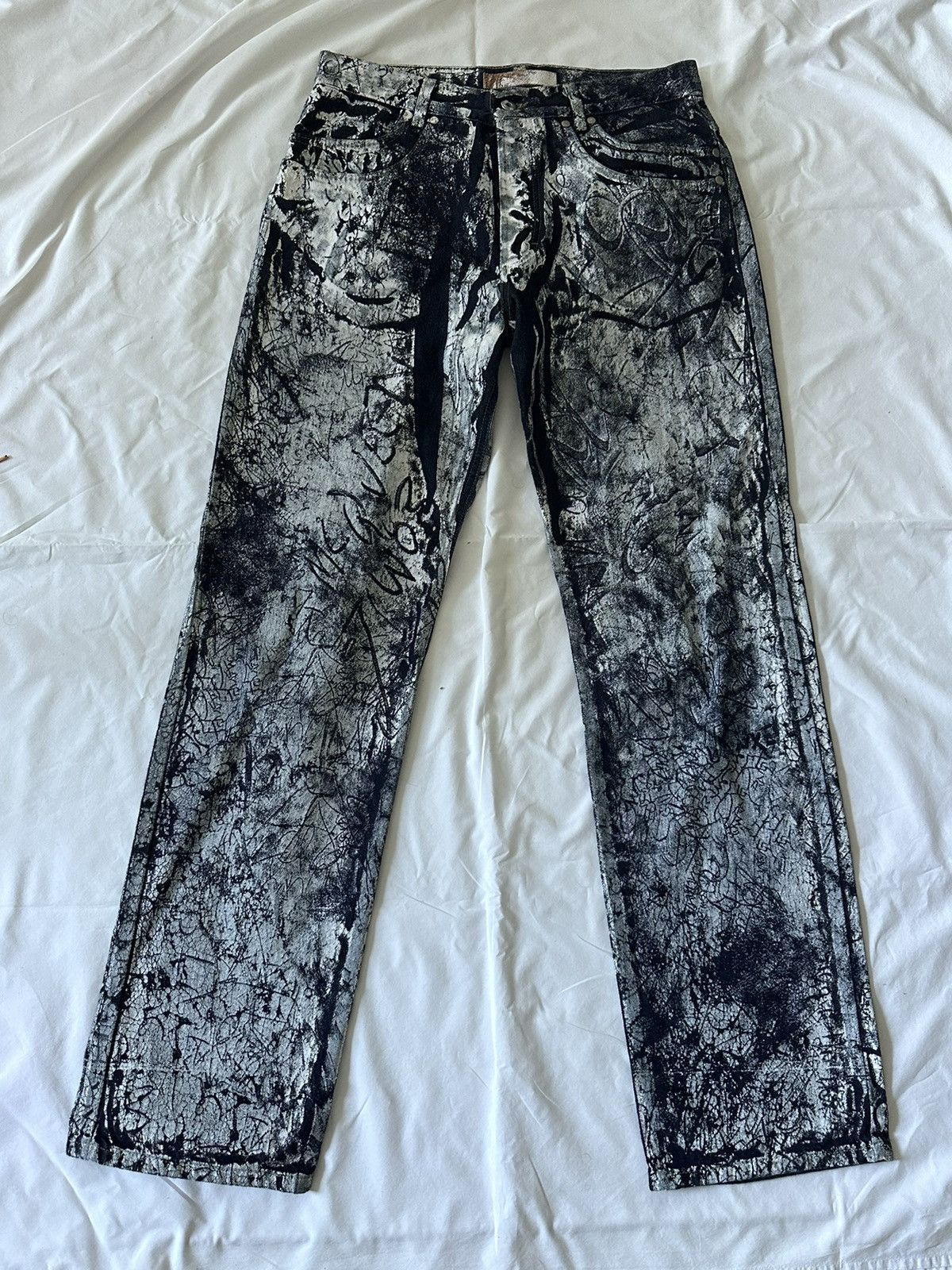 Alexander McQueen Alexander McQueen A/W 2000 Hand Painted Denim RARE Size US 34 / EU 50 - 1 Thumbnail