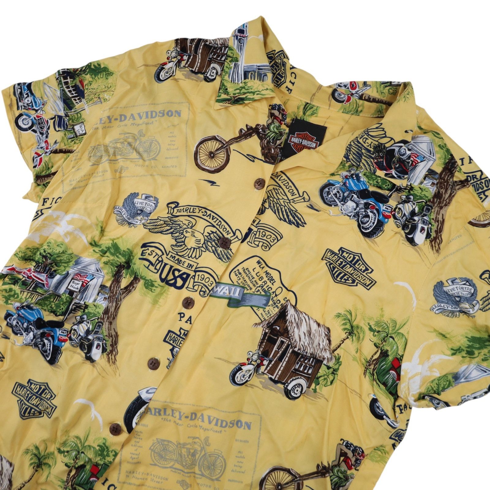 Harley Davidson × Vintage Vintage Harley Davidson Silk Hawaiian Shirt Size L / US 10 / IT 46 - 2 Thumbnail