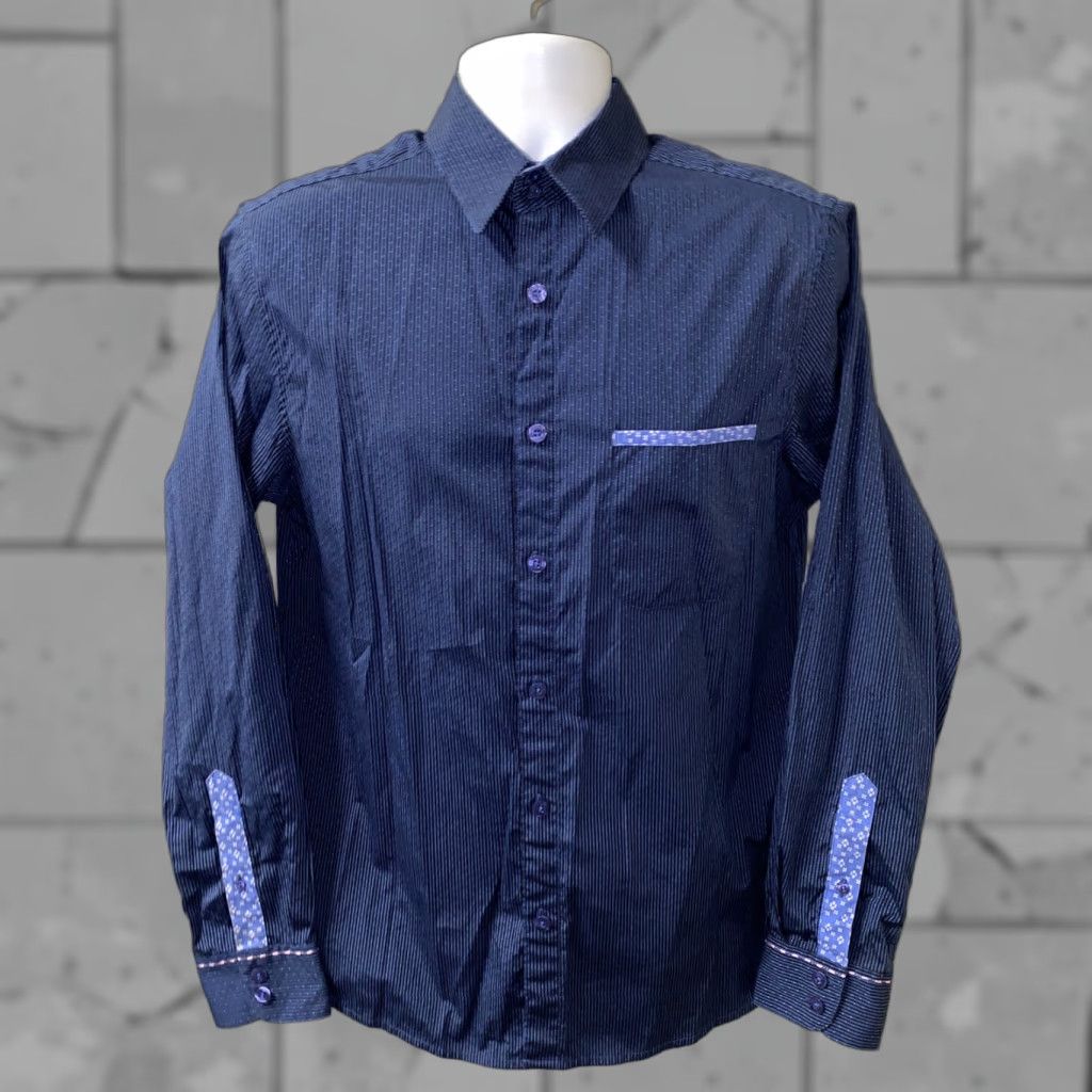 Vintage DaVinci Men’s Long Sleeve Cotton Button-Up Shirt Size M Blue Casual Striped Size US M / EU 48-50 / 2 - 1 Thumbnail