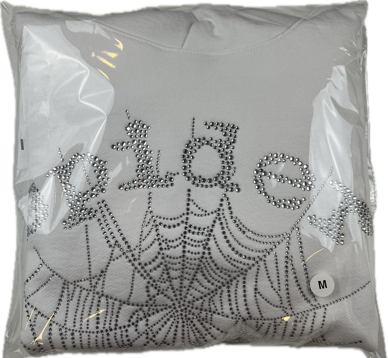 Spider Rhinestone Hoodie White