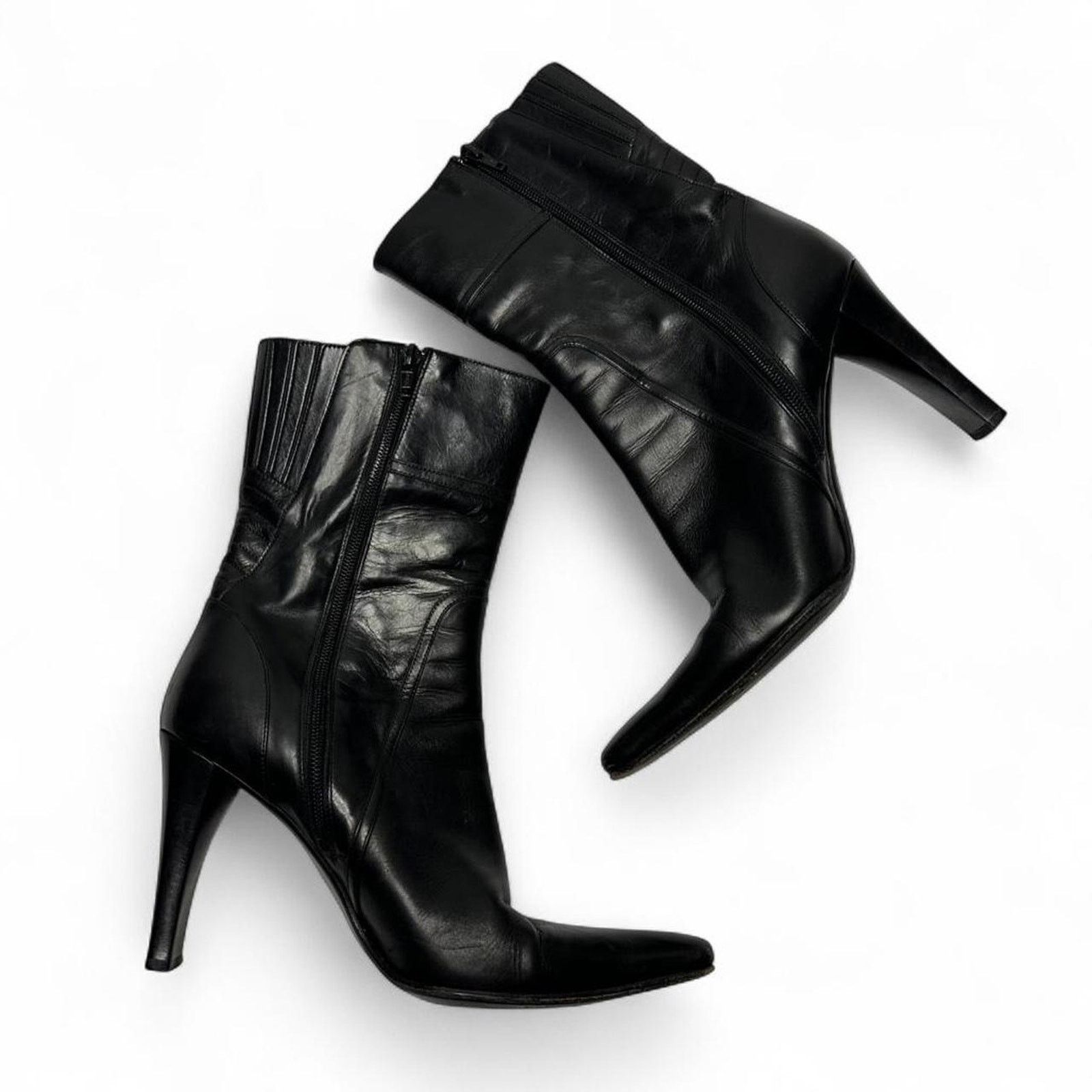 Other Via Spiga Print Black Leather High Heel Boots Size 7 Women Size US 7 / IT 37 - 2 Thumbnail