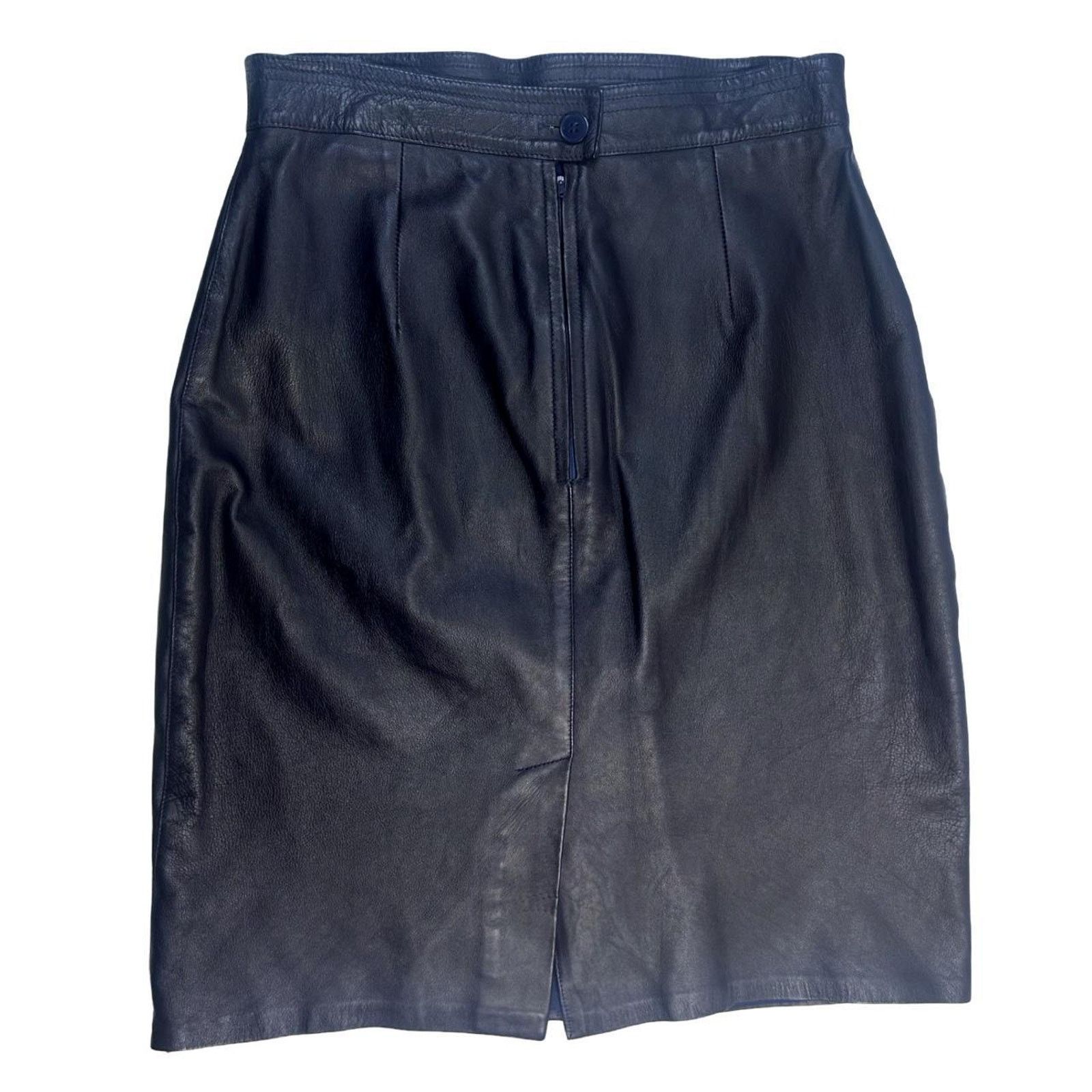 Vintage Vintage leather mini skirt navy blue sz 12 Size 34" / US 12 / IT 48 - 2 Thumbnail