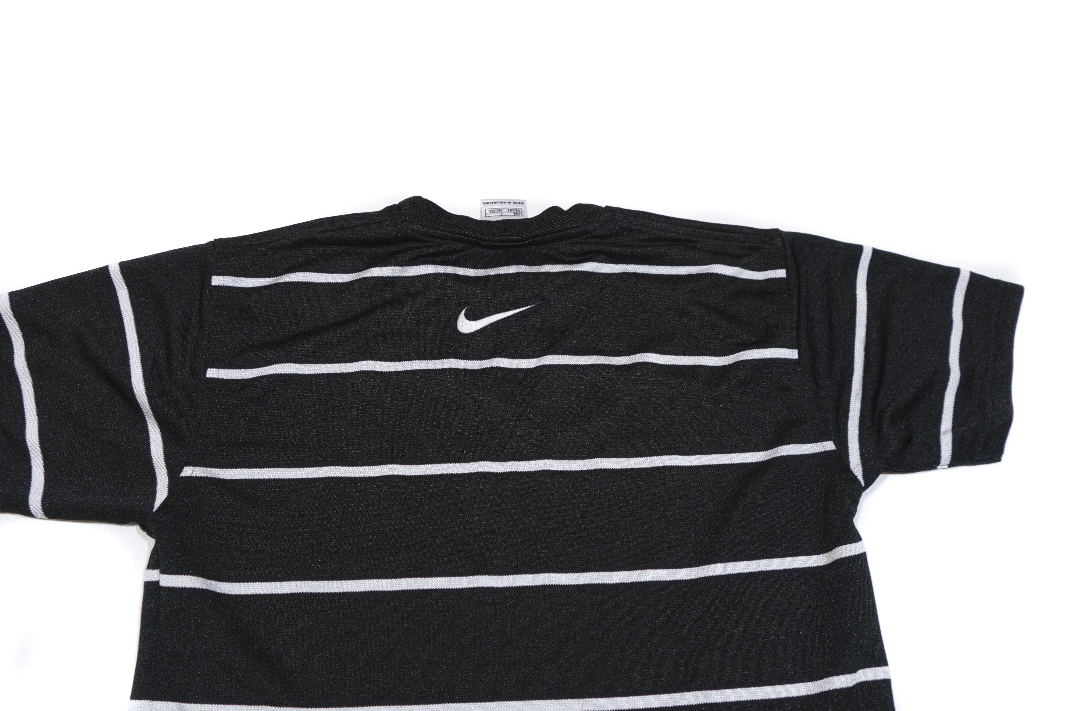 Nike 90S Big Swoosh Striped Kids Stretch T-Shirt Size L / US 10 / IT 46 - 4 Thumbnail