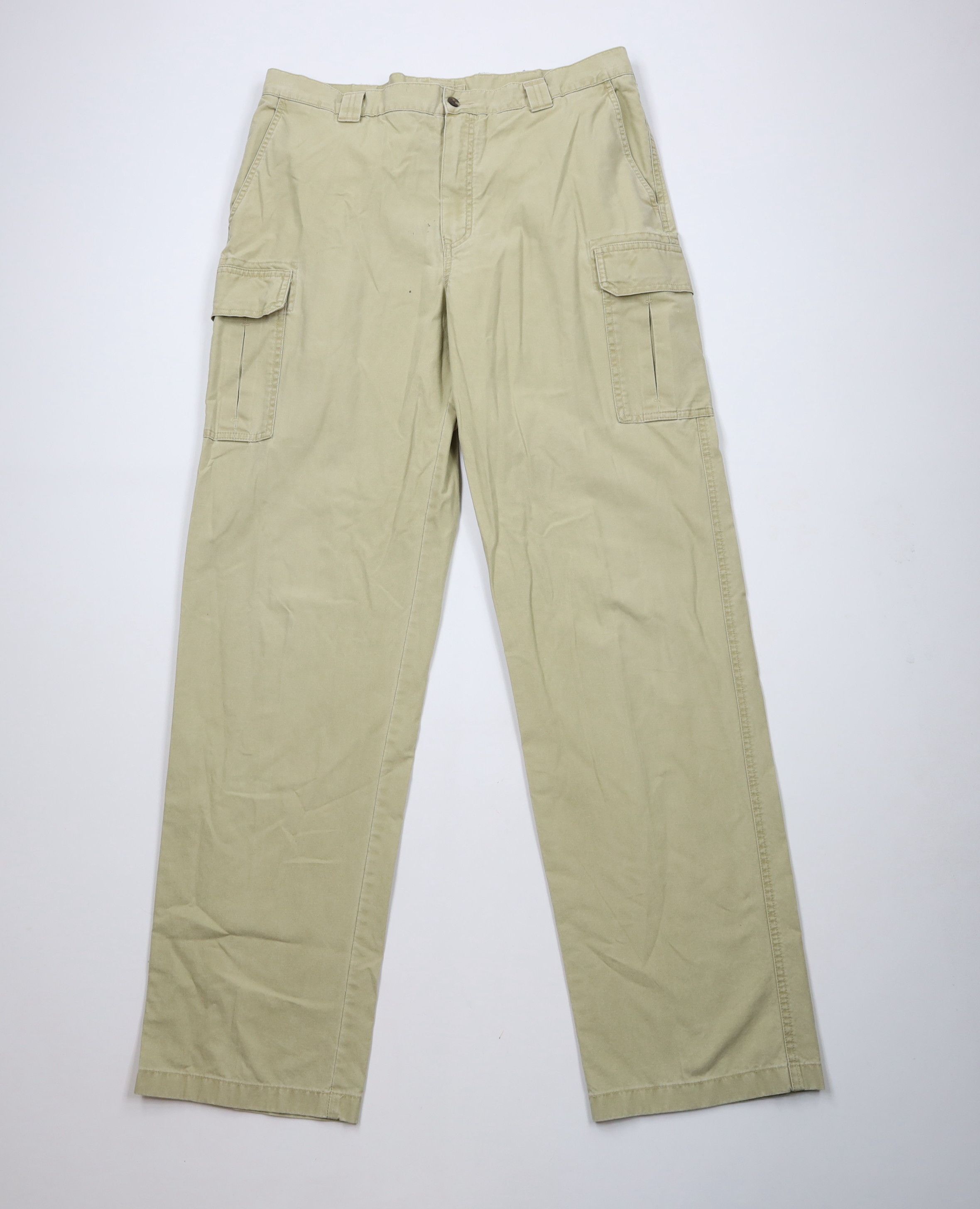 L.L. Bean × Vintage Vintage LL Bean Stonewash Wide Leg Cargo Pants Beige Cotton Size US 37 - 1 Thumbnail