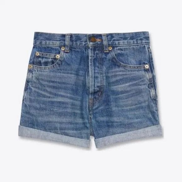 Saint Laurent Paris o1s1wg110425 684497 Slim-Fit Shorts in Authentic Denim Blue Size 27" / US 4 / IT 40 - 1 Preview