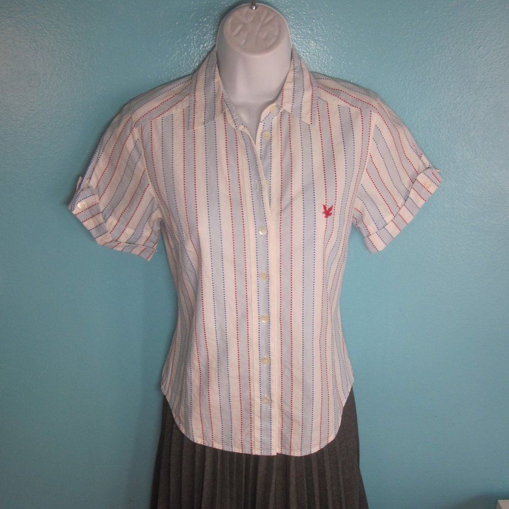 Lyle & Scott Lyle & Scott Scotland Golf Blouse XS Button Up Shirt Blue & White Size XS / US 0-2 / IT 36-38 - 13 Thumbnail