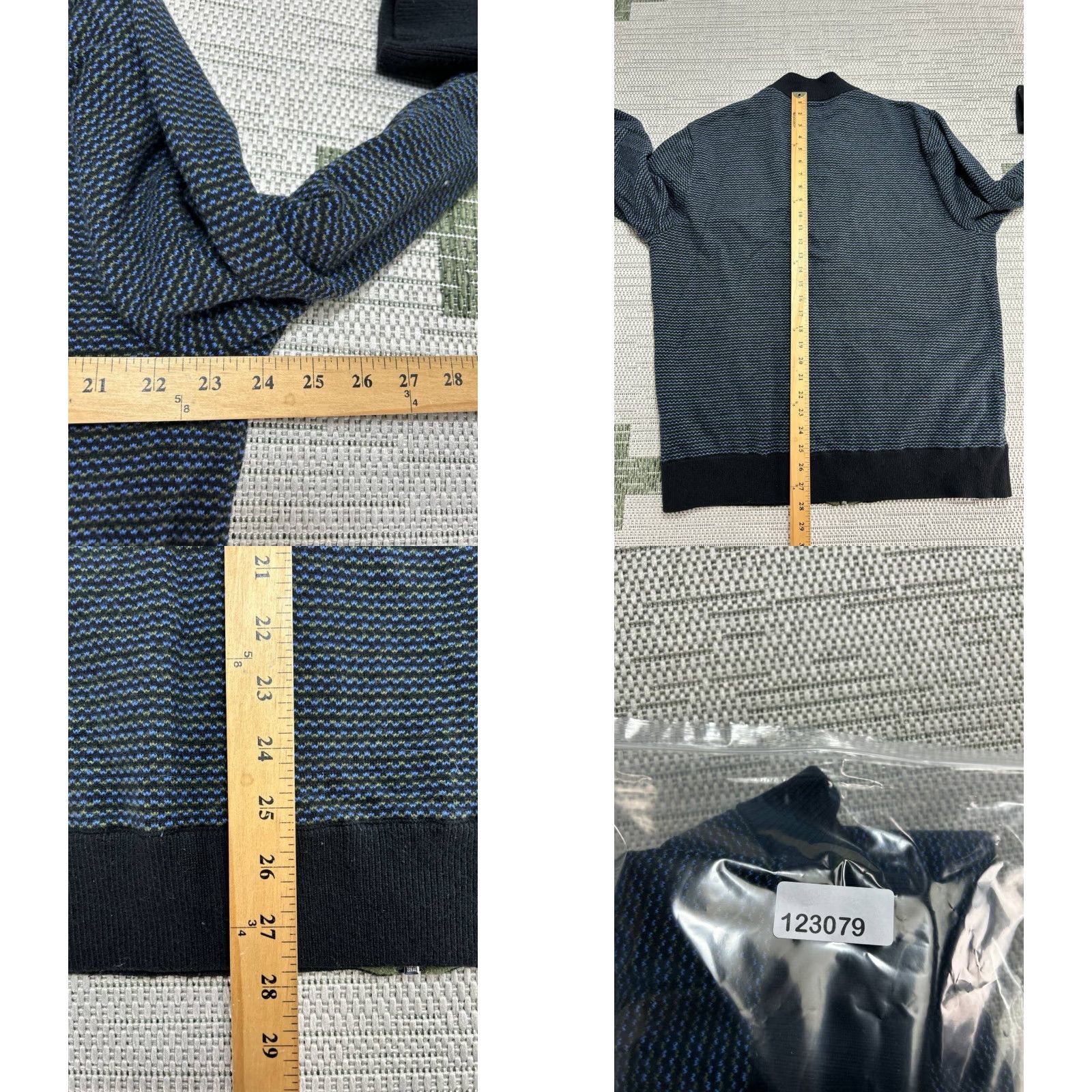 Bonobos Bonobos Bomber Jacket Mens XL Blue Full Zip Striped Knit Cotton Cashmere Jacket Size US XL / EU 56 / 4 - 8 Thumbnail