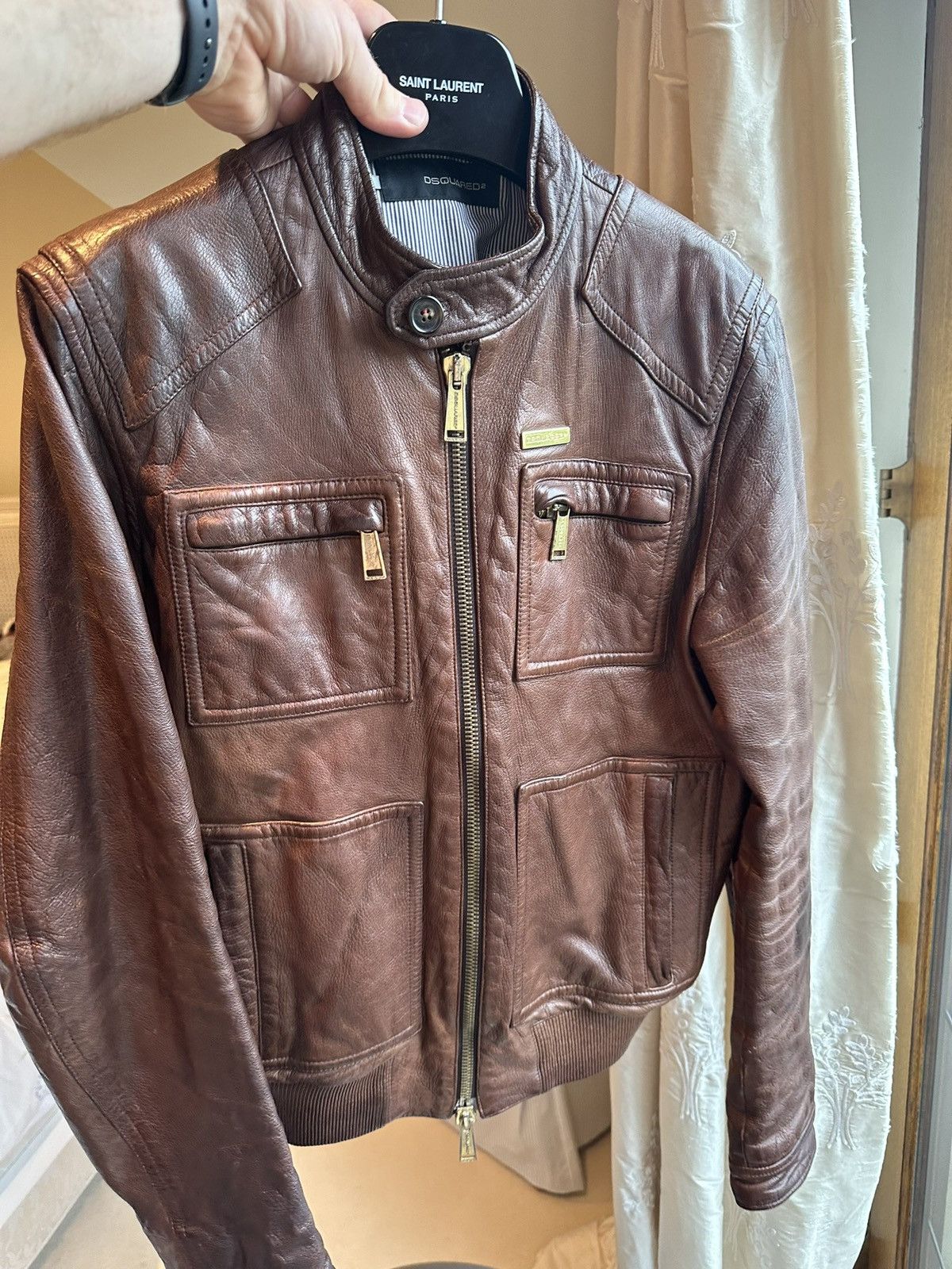 Dsquared2 SS09 Dsquared archive brown leather jacket grail Size US M / EU 48-50 / 2 - 22 Thumbnail
