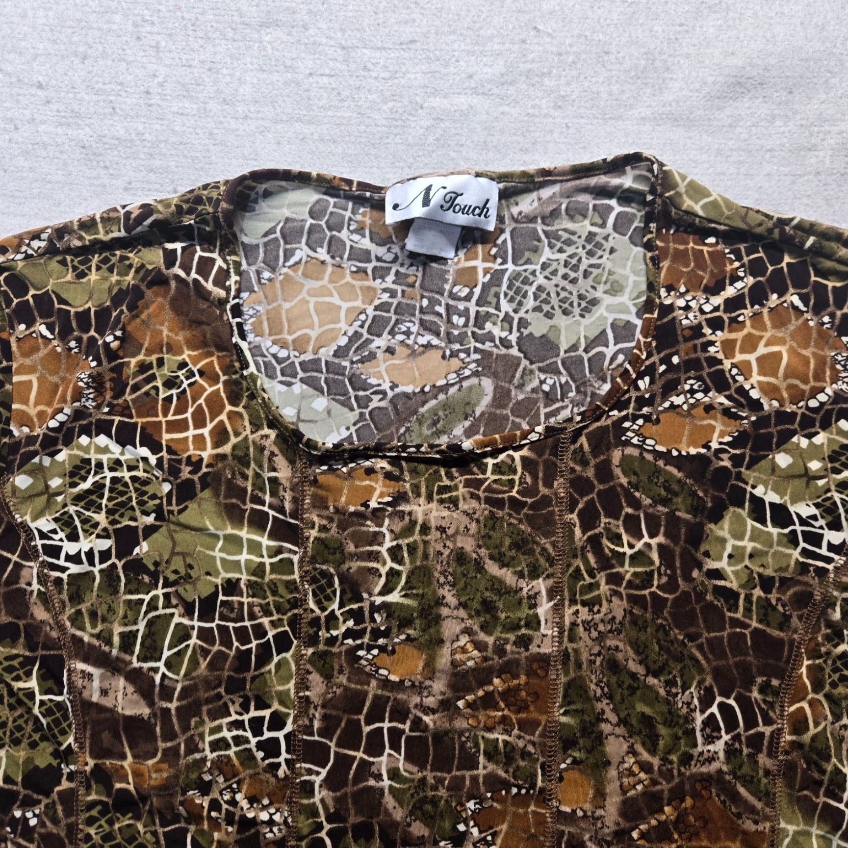 Vintage VINTAGE N Touch Brown Bohemian Tunic Shirt Women's Plus Size 3X Scoop Neck Geometric Casual Size XXL / US 16-18 / IT 52-54 - 2 Thumbnail