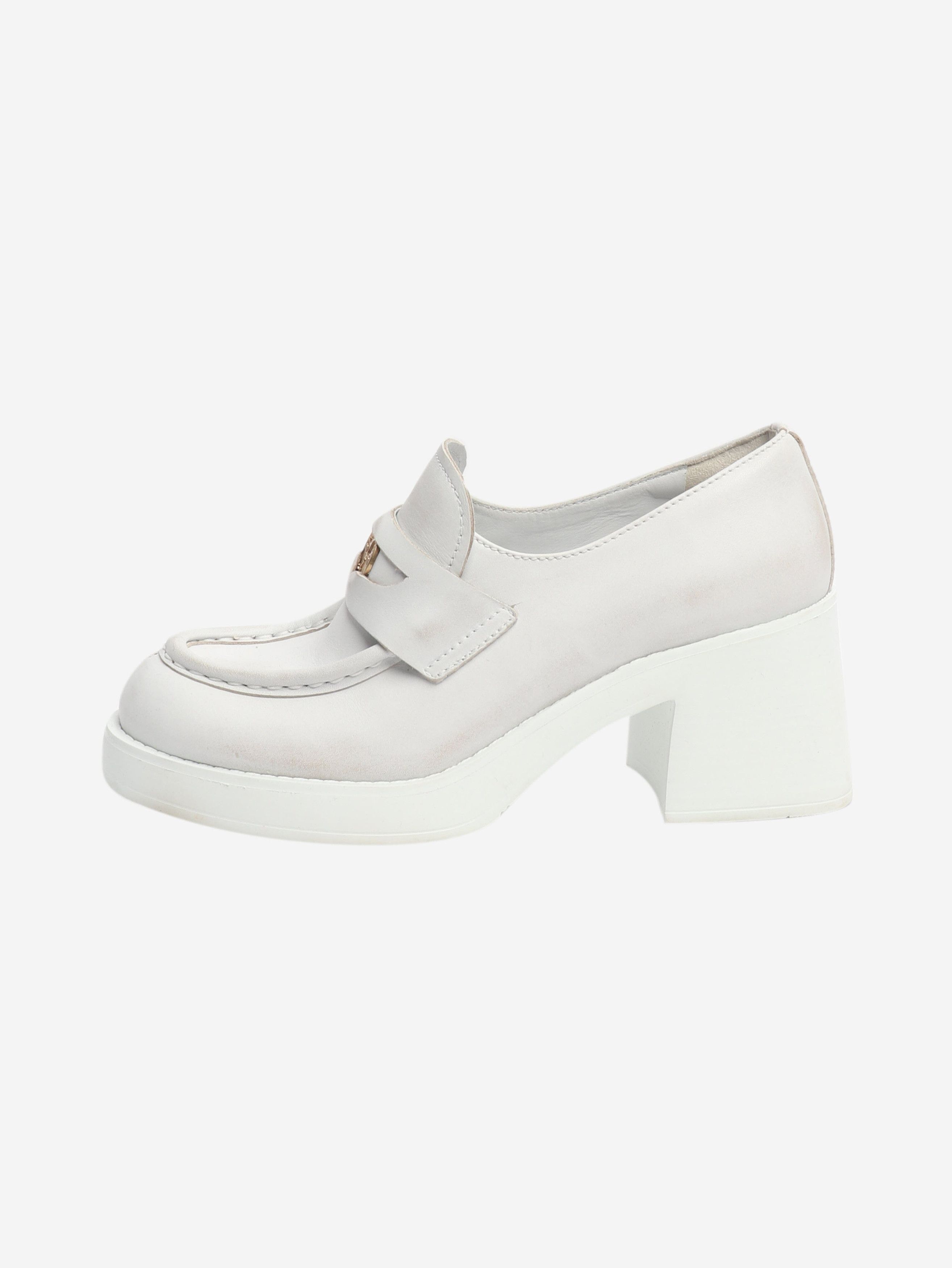Miu Miu White heeled leather penny loafers - EU 38 Size US 7.5 / IT 37.5 - 1 Thumbnail