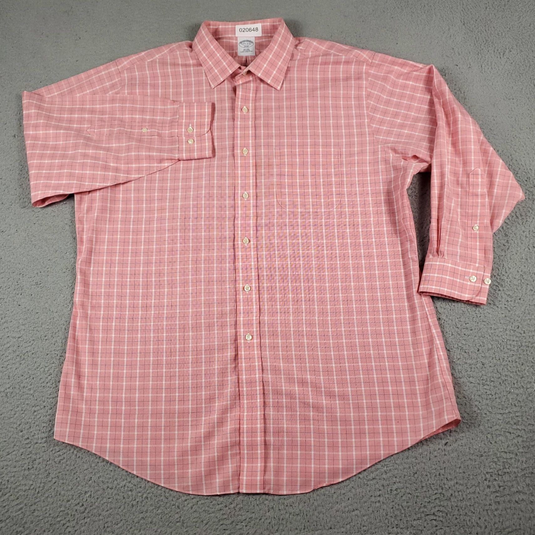 Brooks Brothers Brooks Brothers Shirt Mens 17.5 Pink Plaid Dress Shirt Long Sleeve Button-Down Regular Fit Size 46R - 2 Thumbnail