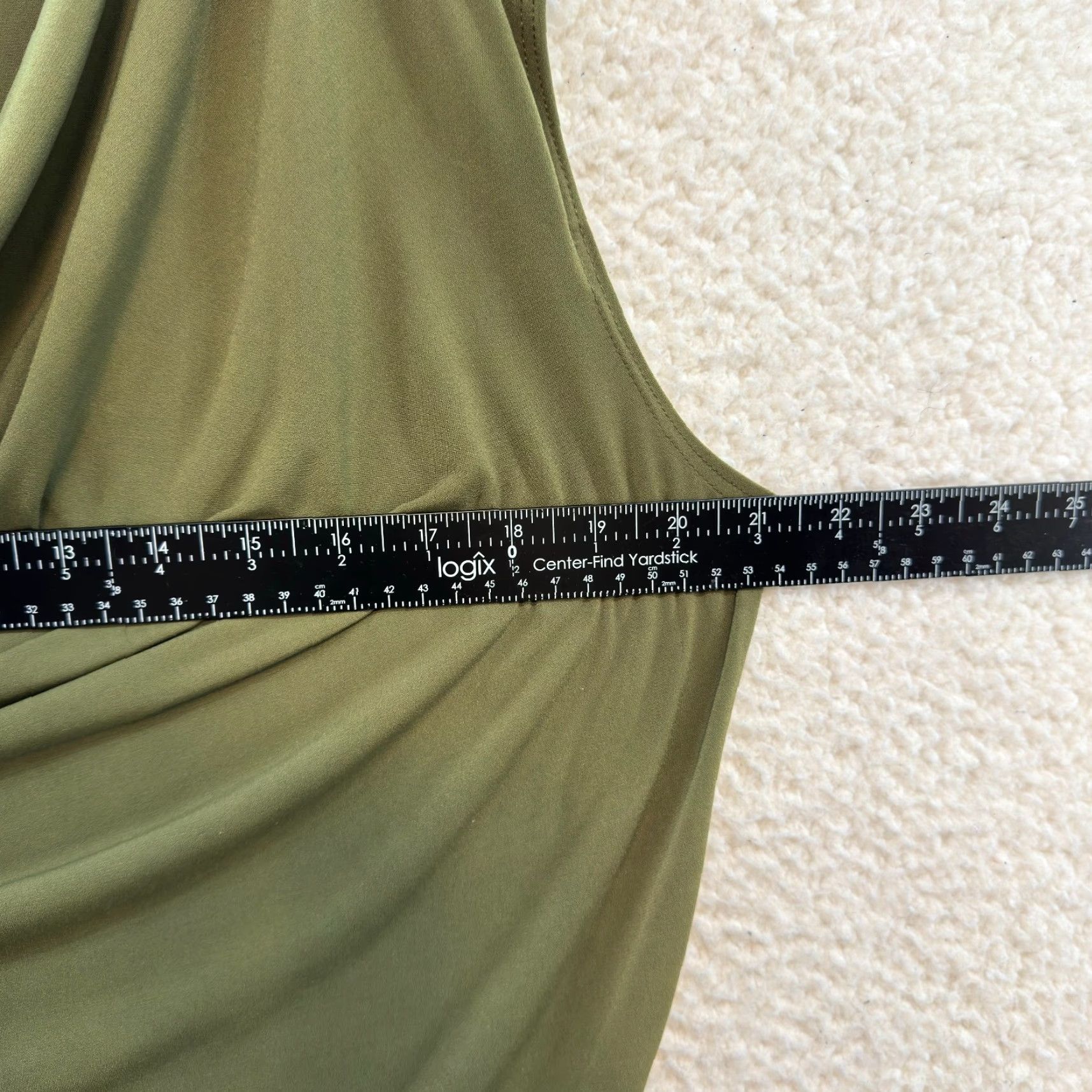 Vintage VINTAGE 90s Y2K Top XL Green Slinky Stretch Cowl Neck Ruched Office Corporate Shirt Womens Size XL / US 12-14 / IT 48-50 - 6 Thumbnail