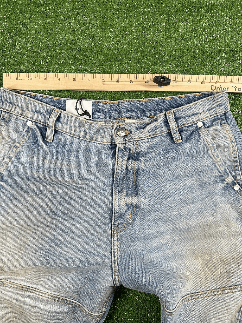 Rhude RHUDE Authentic Reza Denim Double Knee Indigo Pants Size US 34 / EU 50 - 9 Thumbnail