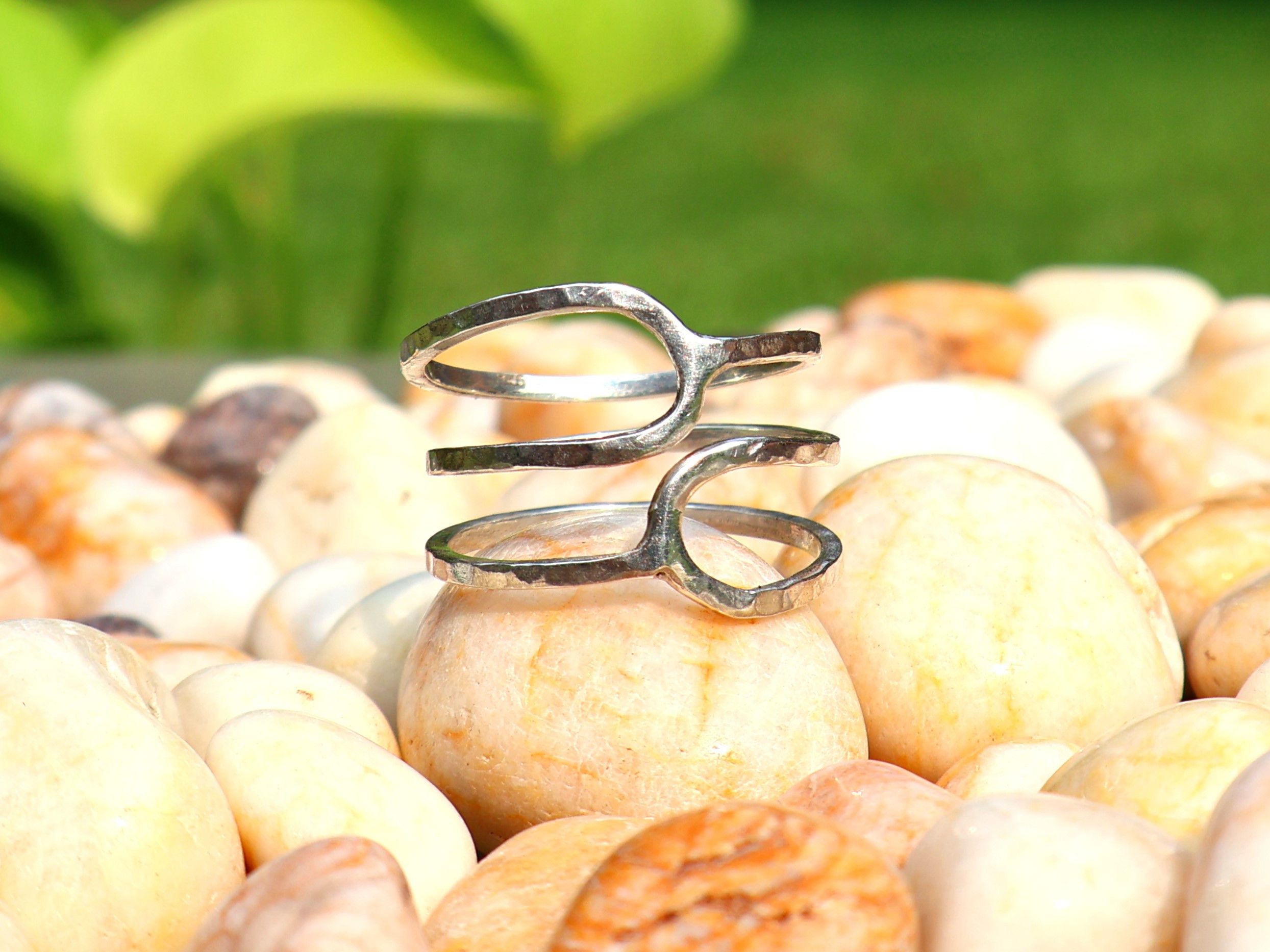 Handmade Hammered Spiral Ring, 925 Sterling Silver, Handmade Ring, Size ONE SIZE - 1 Thumbnail