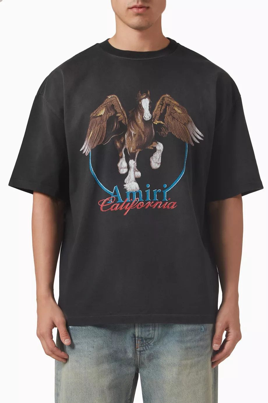 Amiri o1h1sh10525 Vintage Wash Pegasus T-Shirt in Black Size US M / EU 48-50 / 2 - 1 Thumbnail