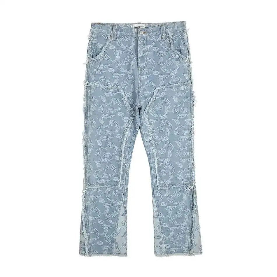 Japanese Brand Urban Cashew Flower Full Print Patchwork Baggy Flare Jeans Size US 32 / EU 48 - 5 Thumbnail